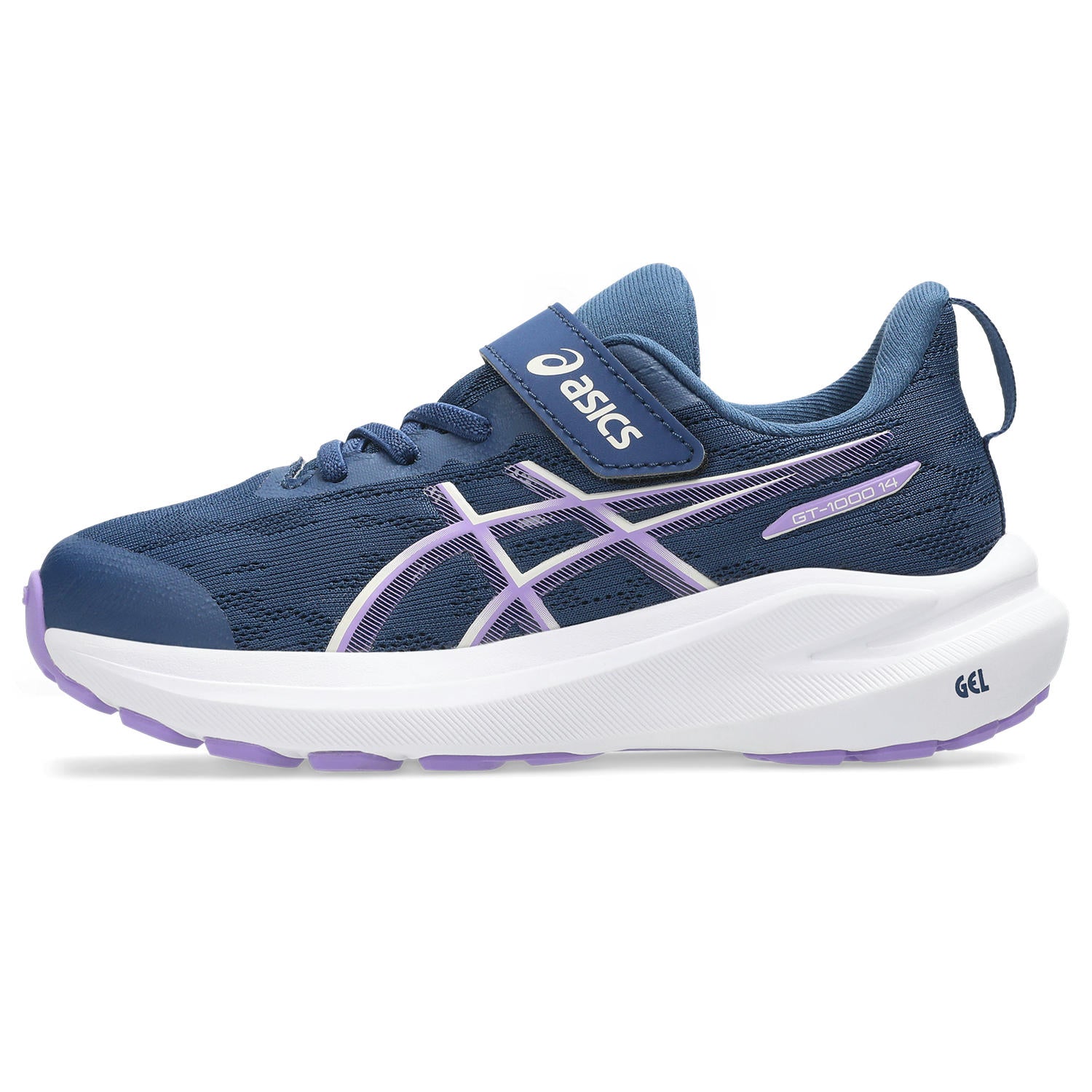 Asics GT-1000 14 PS Velcro Junior Running Shoes Navy Blue Faded Plum