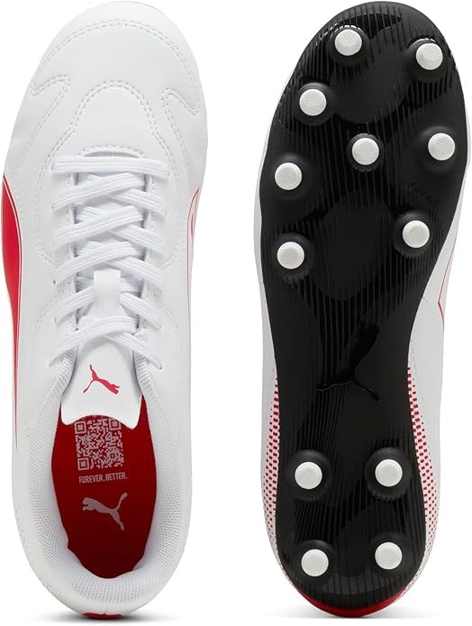 Puma Vitoria II Firm Gound Football Junior Boots White Red