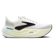 White running shoe with black accents on a white background