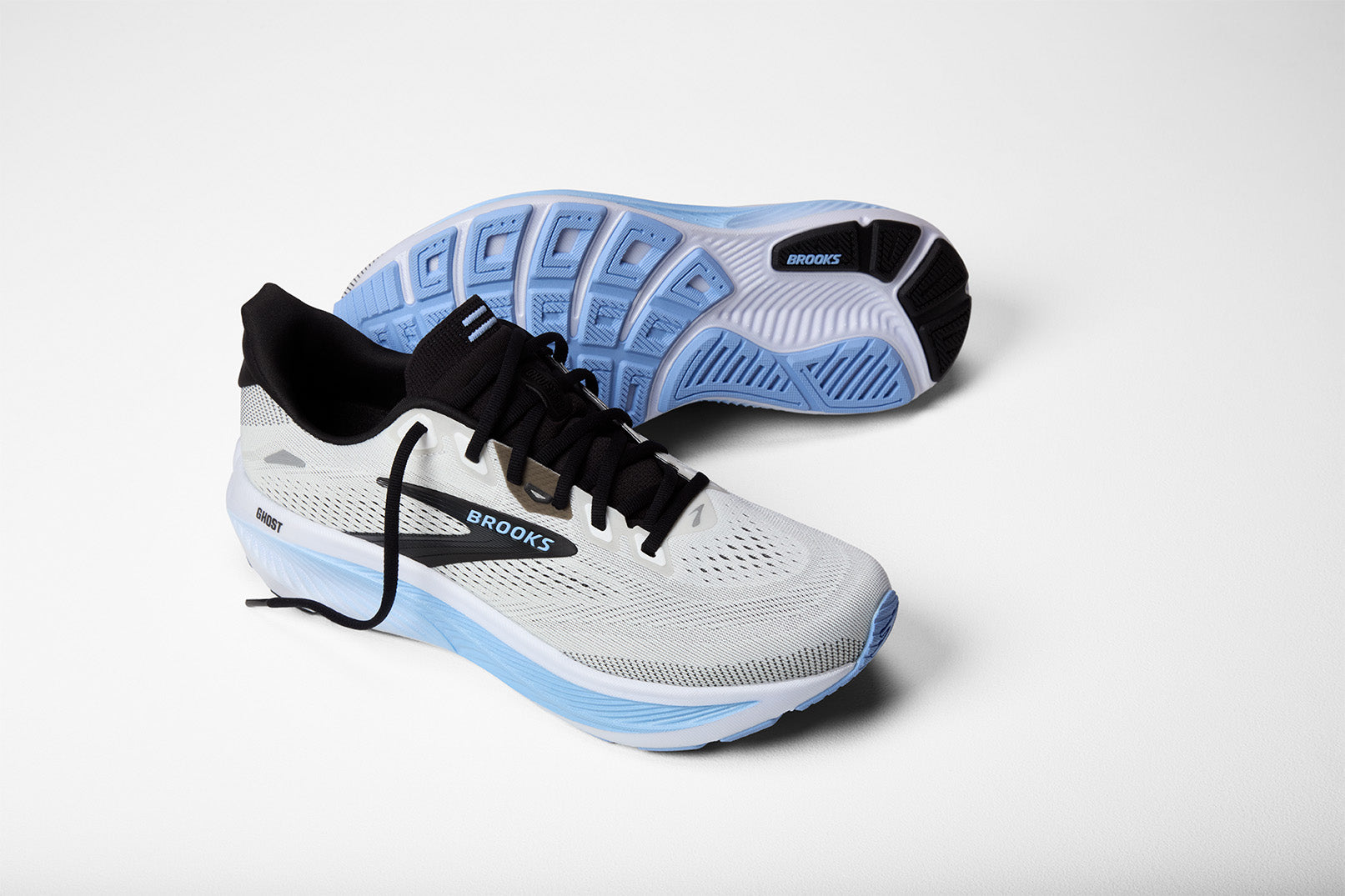 Brooks Ghost 18 Men's Running Shoes White Black Blue
