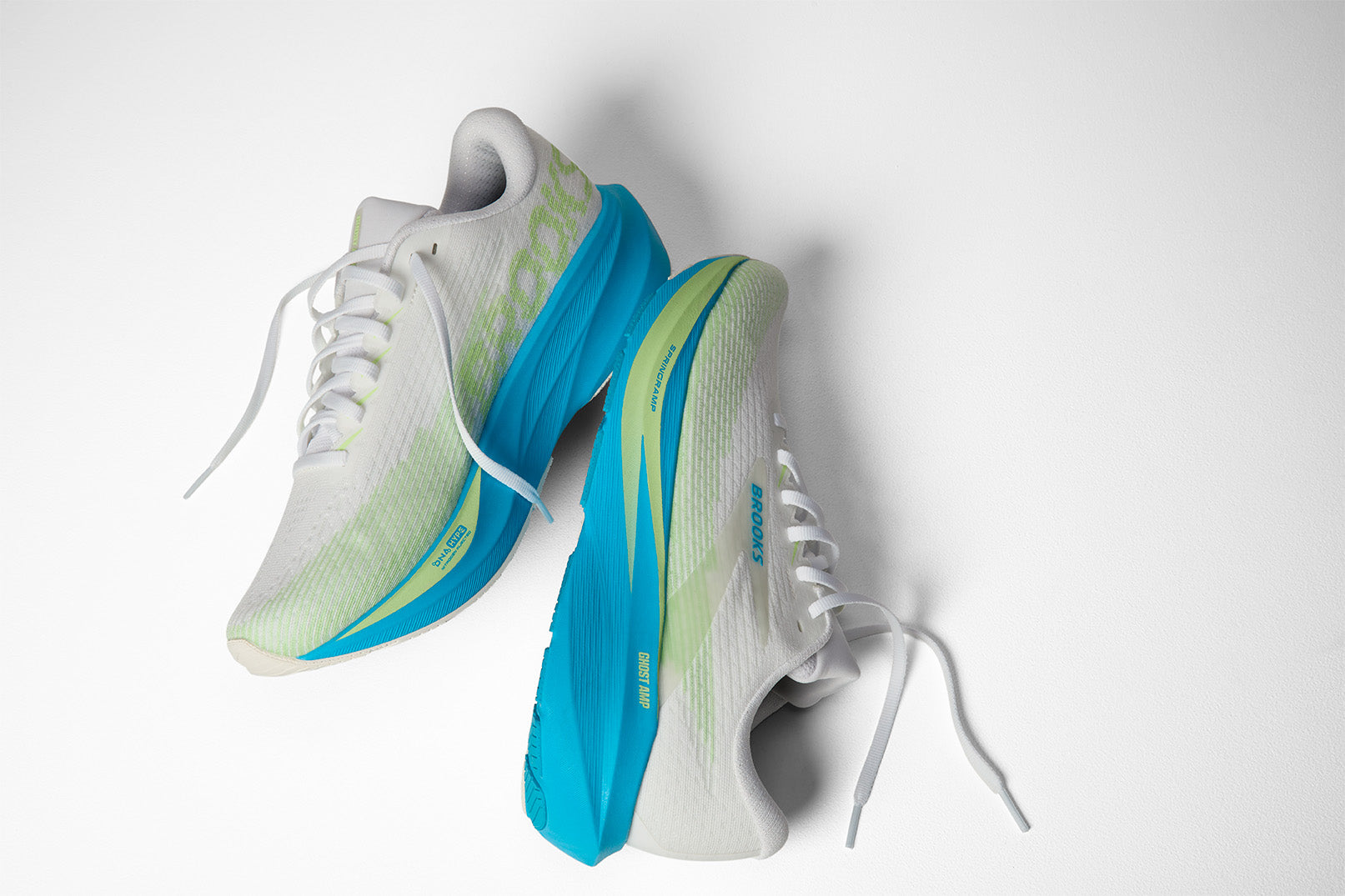 Brooks Ghost Amp Men's Running Shoes White Blue Green