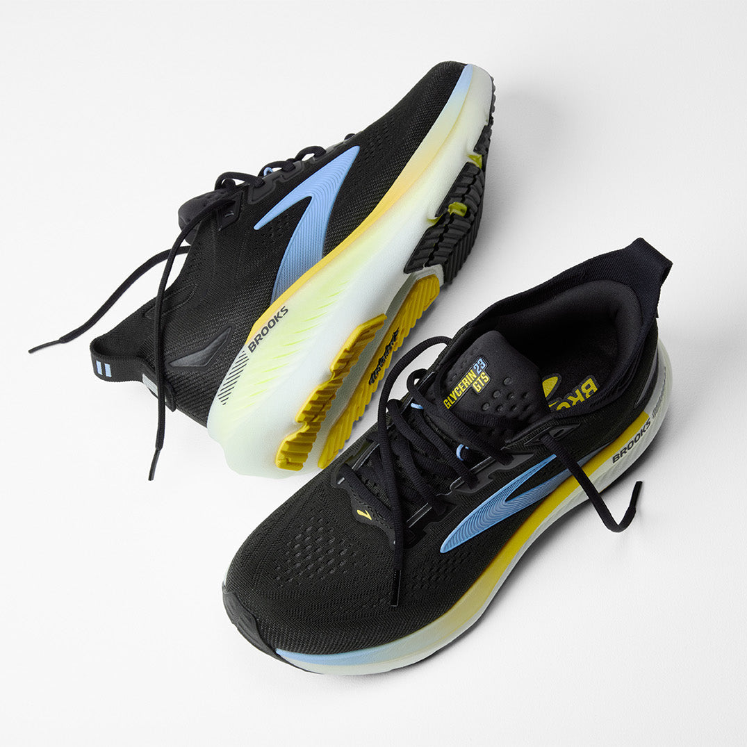 Brooks Glycerin GTS 23 Men's Running Shoes Black Yellow Nightlife