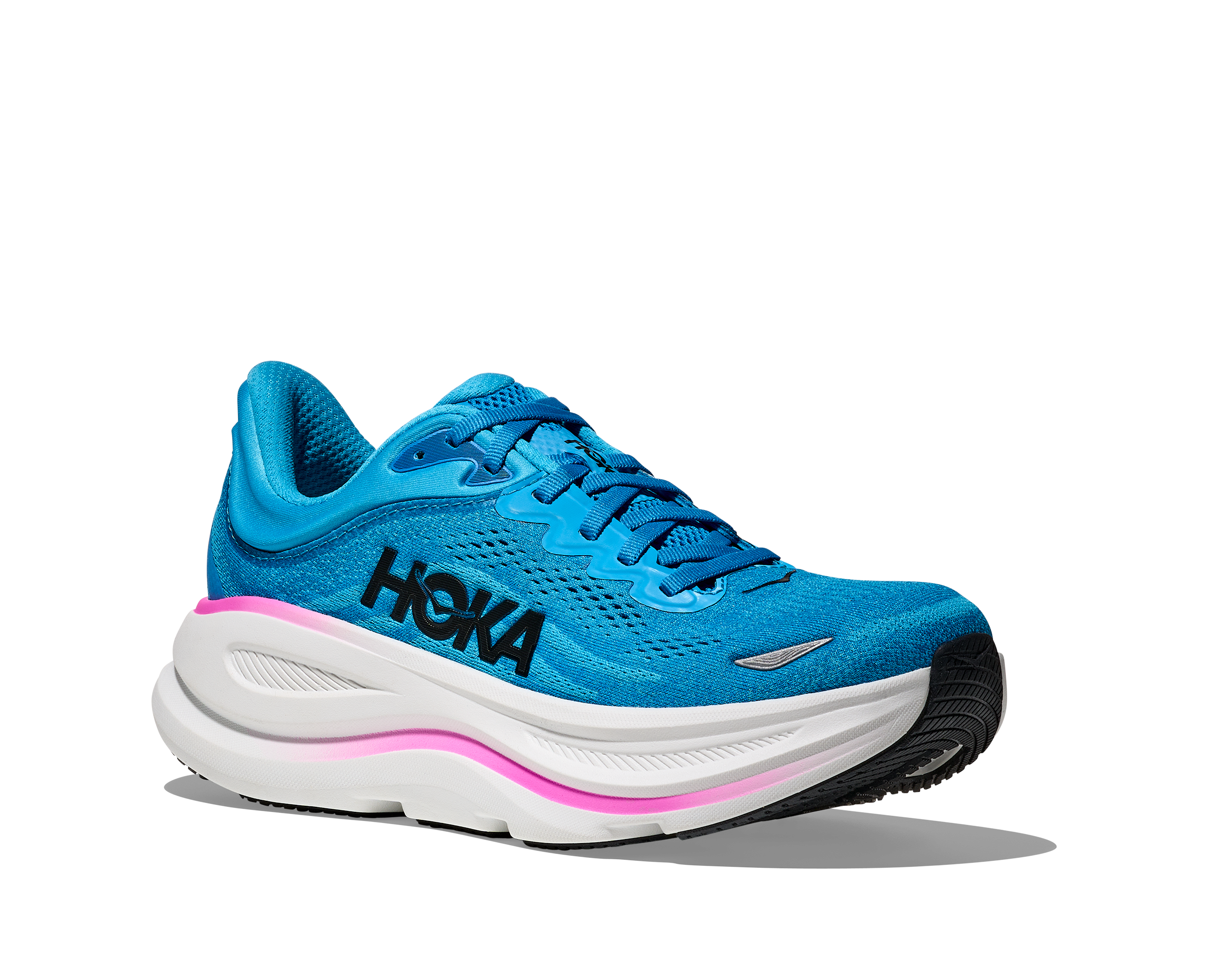 Hoka Bondi 9 Women's Running Shoes Skyward Blue Neon Fuchisa