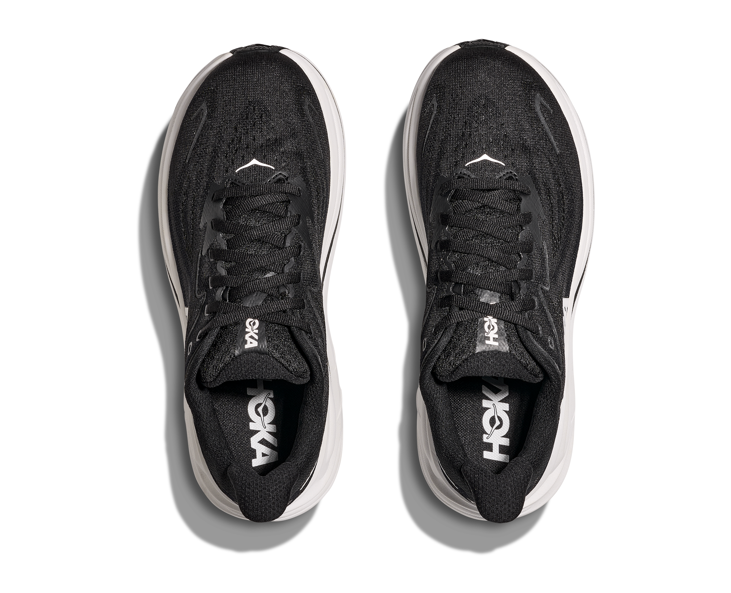 Hoka Clifton 10 Men's Wide Fit Running Shoes Black White