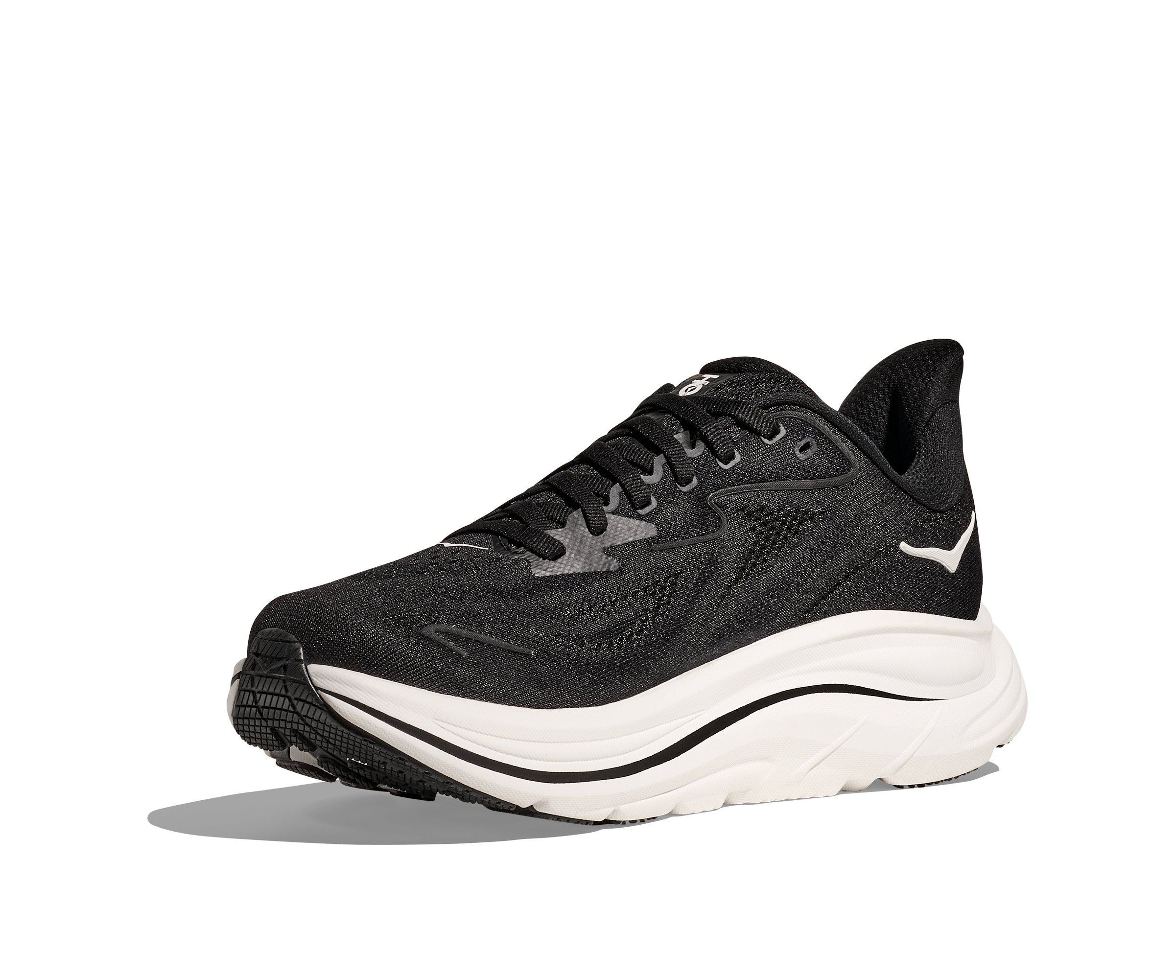 Hoka Clifton 10 Men's Wide Fit Running Shoes Black White