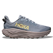 Gray running shoe with 'Hoka' branding on a white background