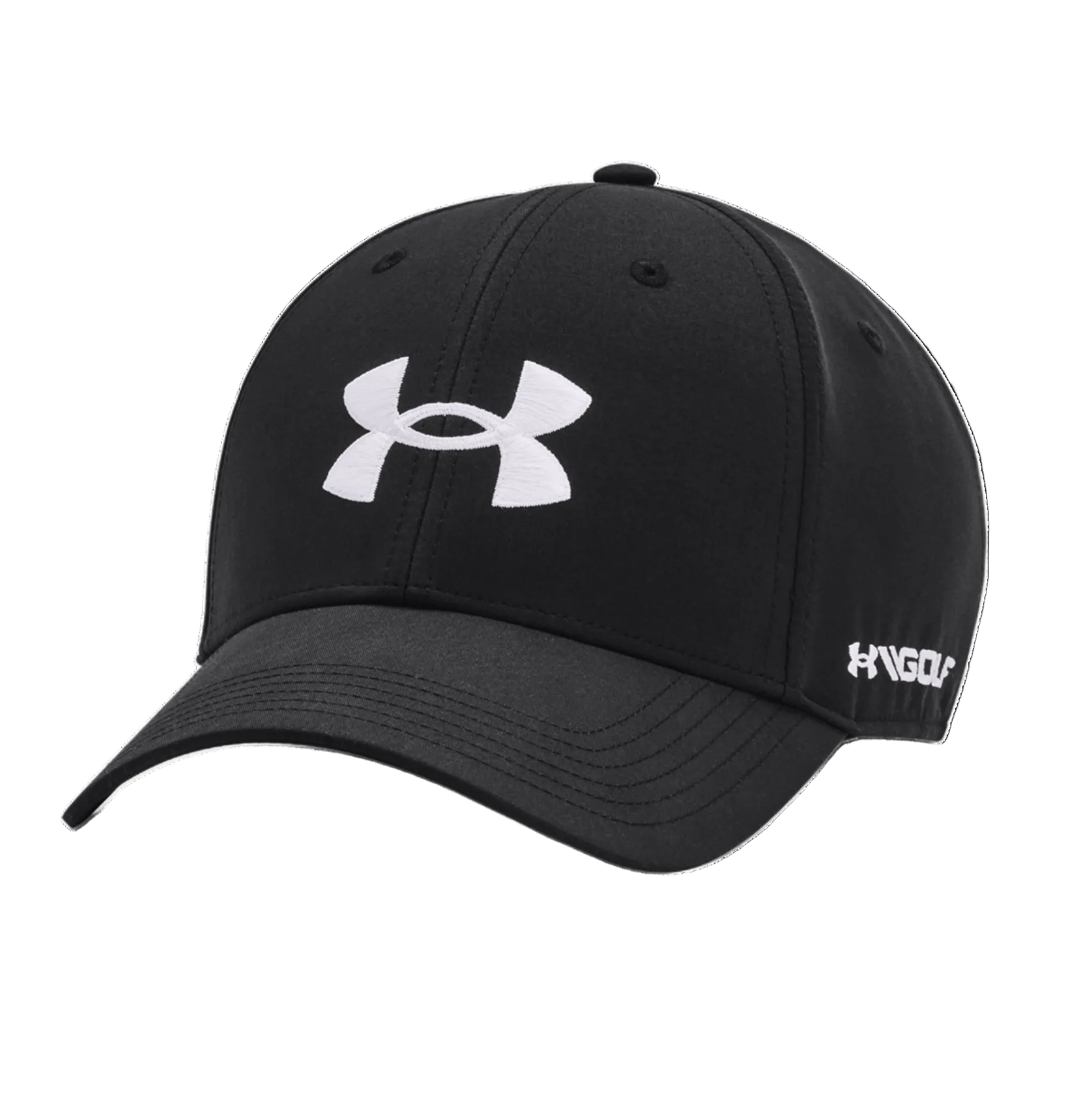 Black cap with Under Armour logo on a white background