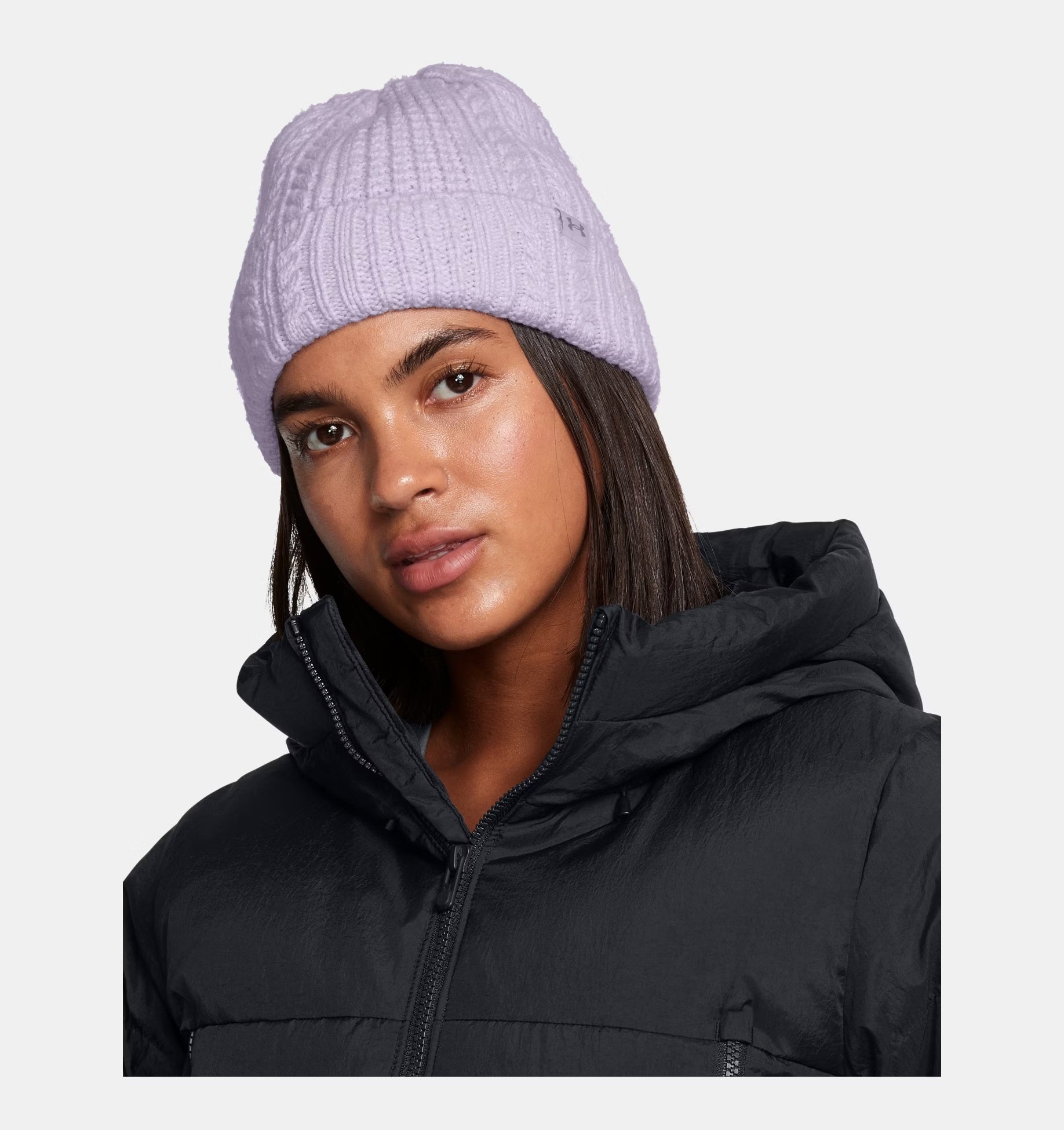 Under Armour Women's Halftime Cable Knit Beanie Salt Purple
