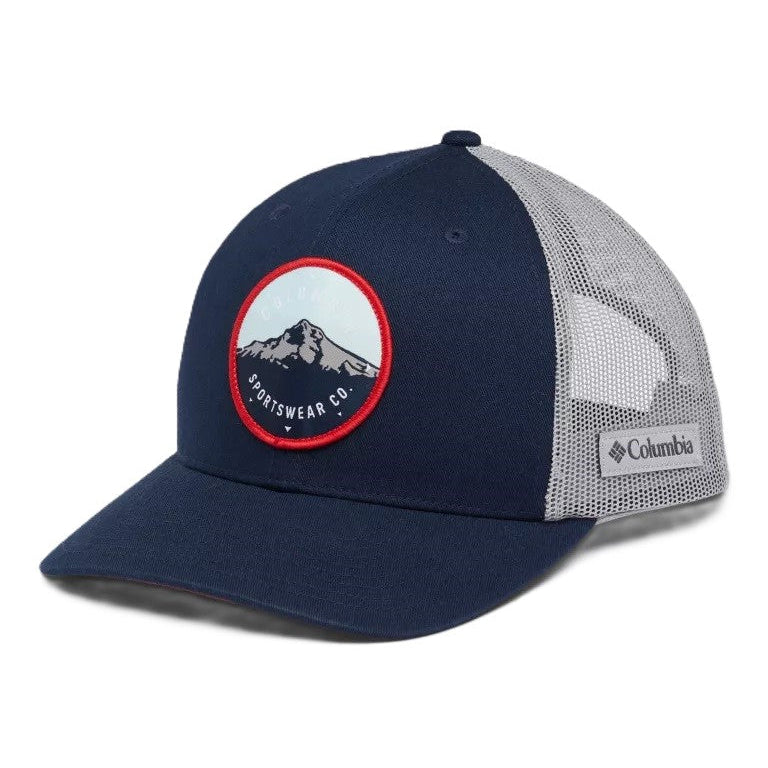 Navy and gray cap with mountain logo and Columbia branding on a white background