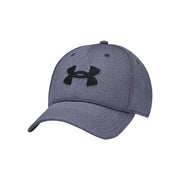 Blue cap with black logo on a white background