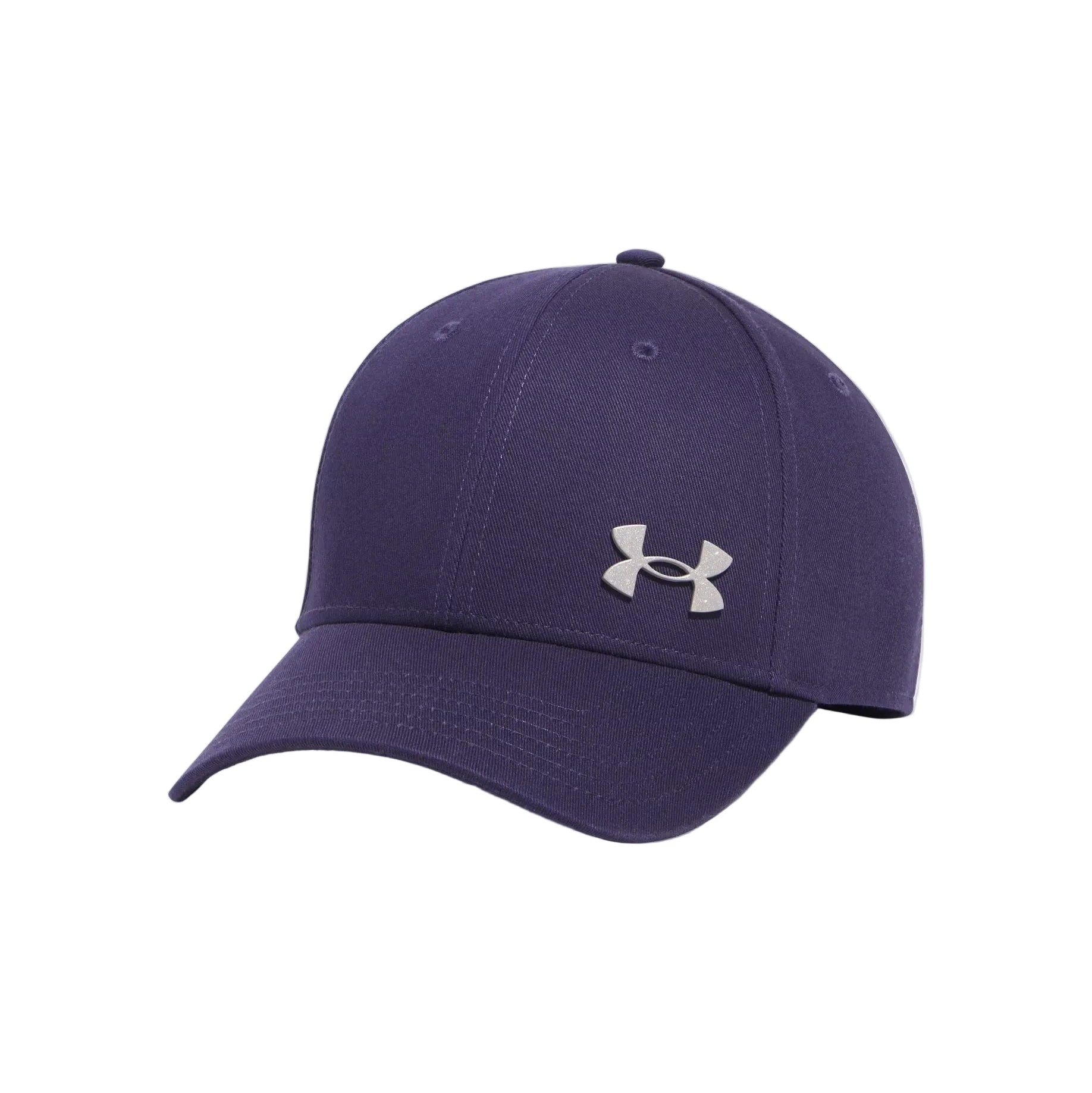 Purple cap with Under Armour logo on a light gray background