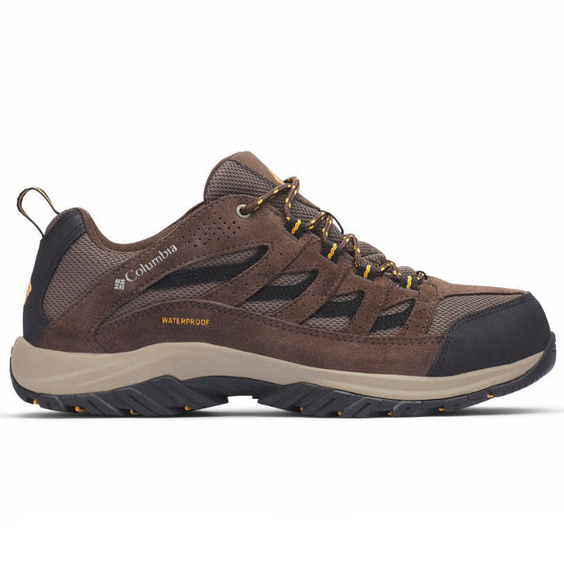Brown hiking shoe with Columbia logo on a white background
