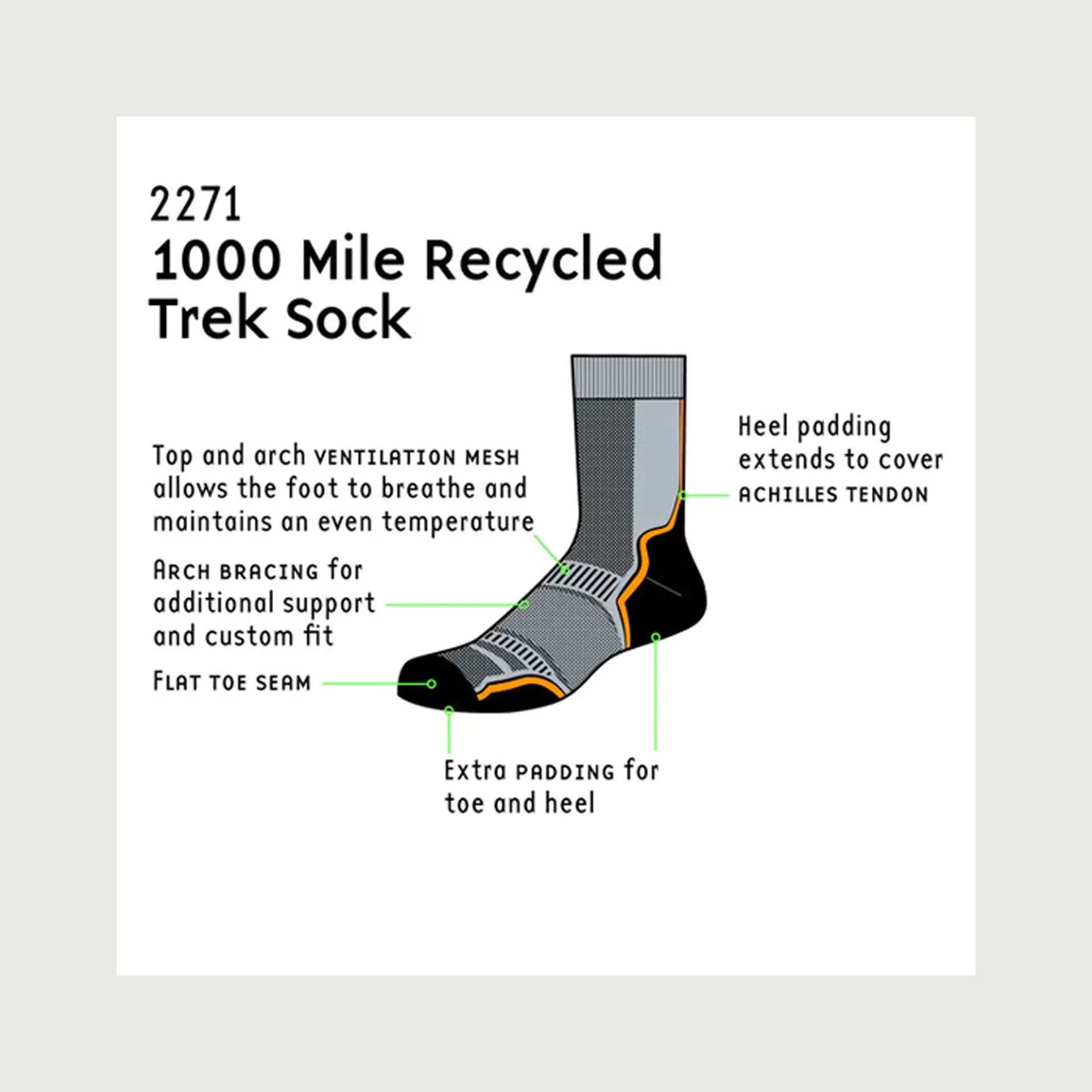 1000 Mile Trek Sock Men's Twin Pack