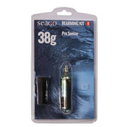 Seago rearming kit packaging with a 38g pro sensor on a blue water background