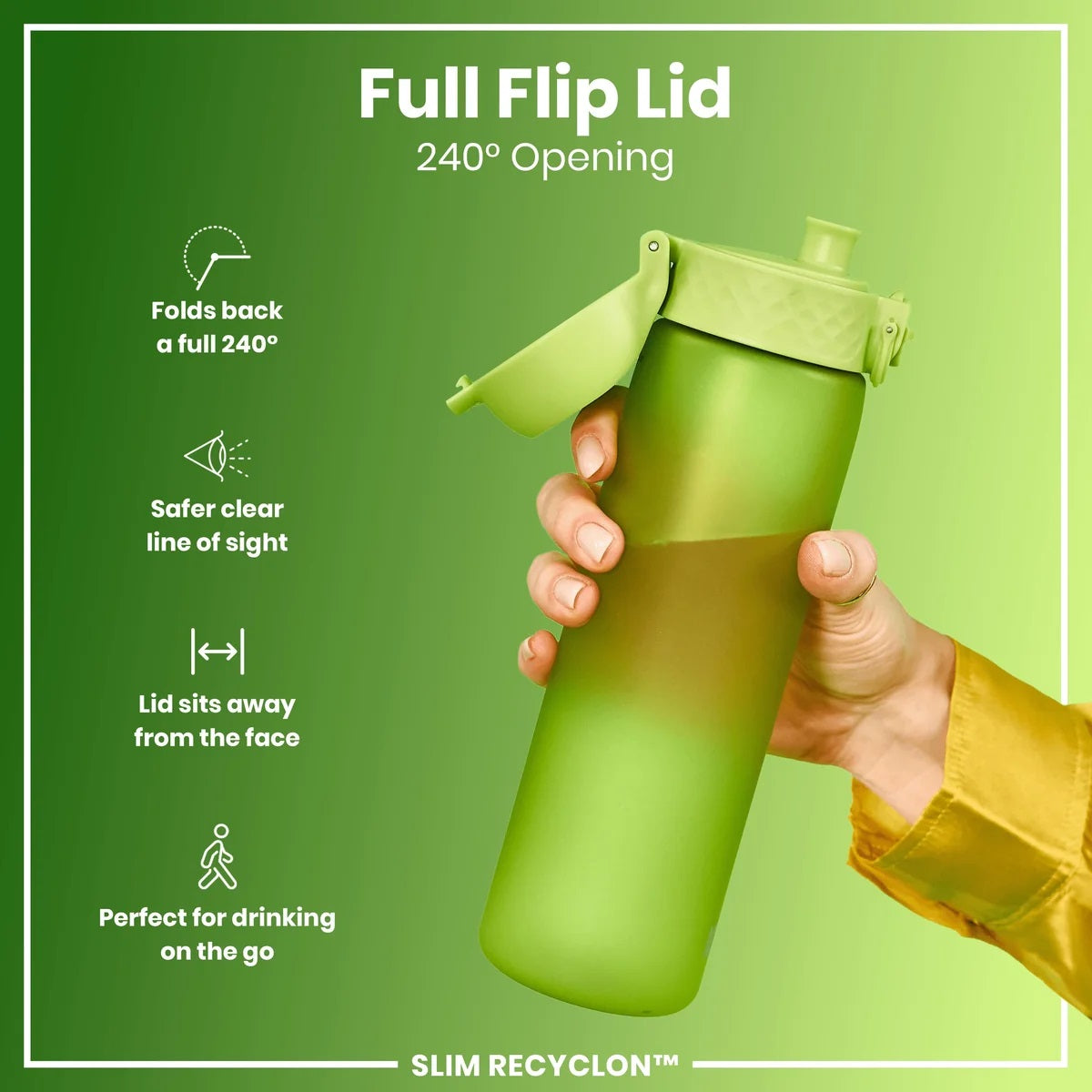 ION8 Slim 500ML Waterbottle Green