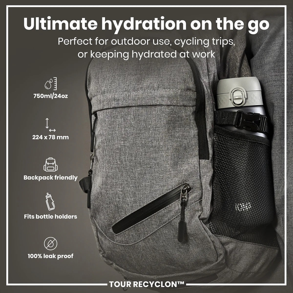 ION8 Tour 750ML Waterbottle Grey