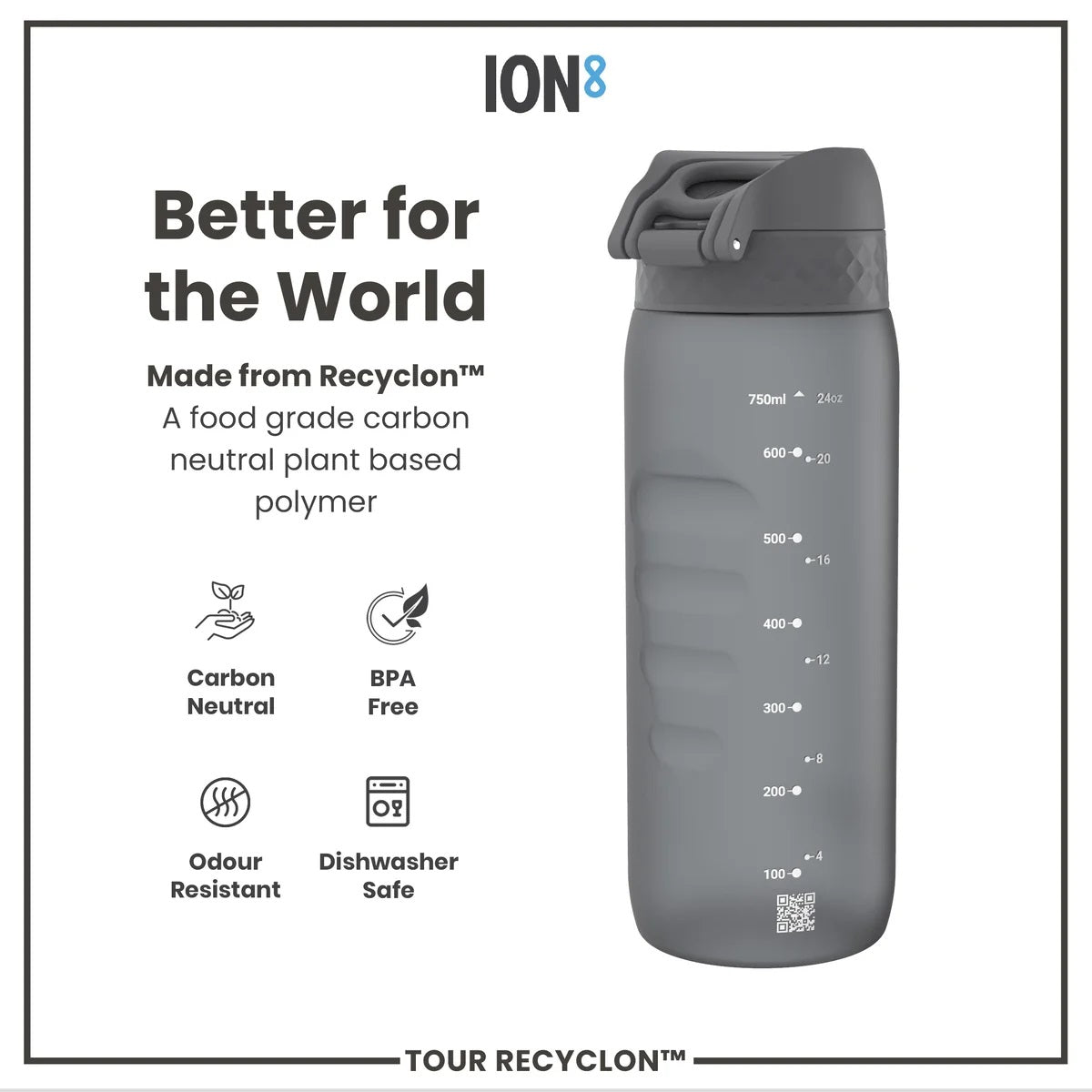 ION8 Tour 750ML Waterbottle Grey