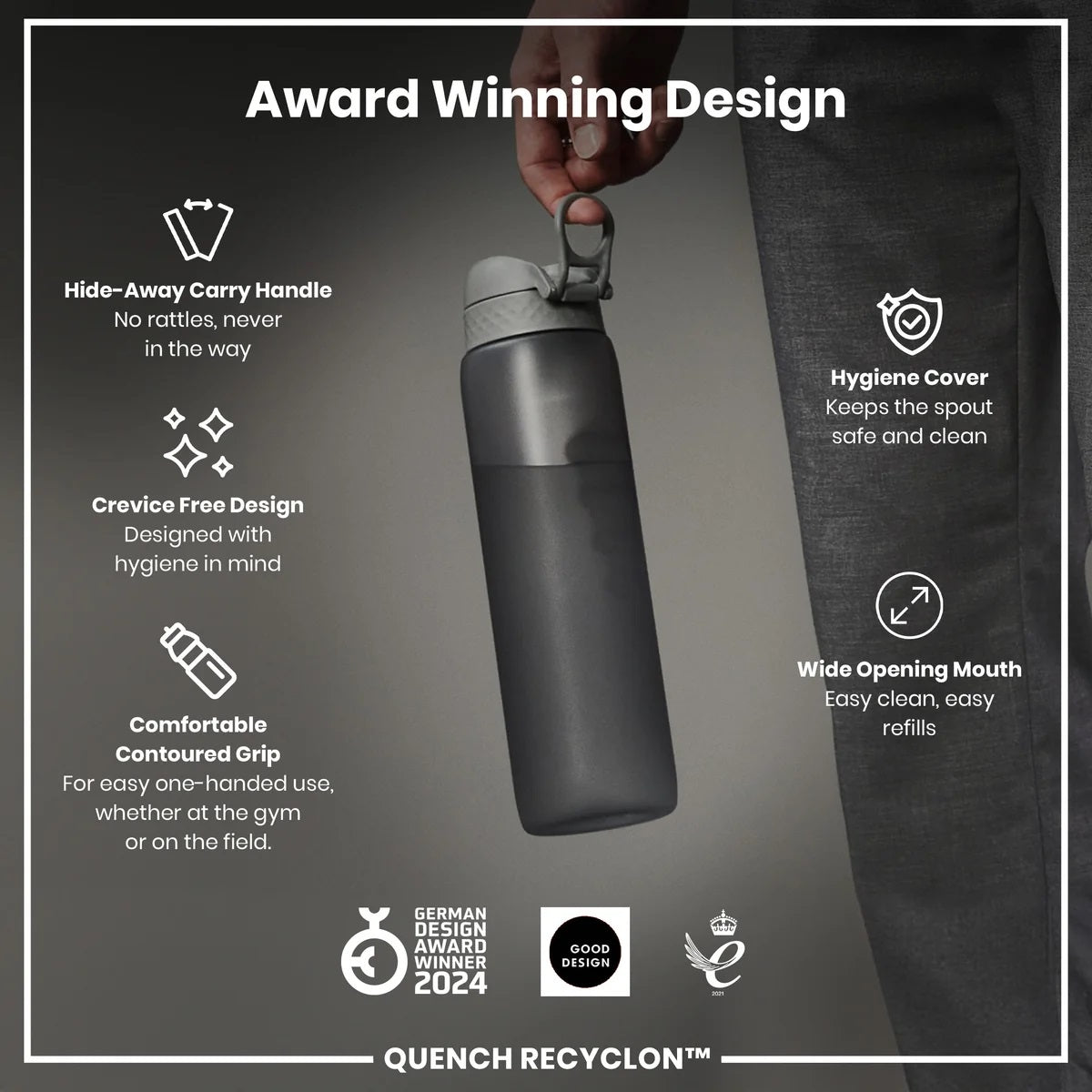 ION8 Quench 1L Waterbottle Grey