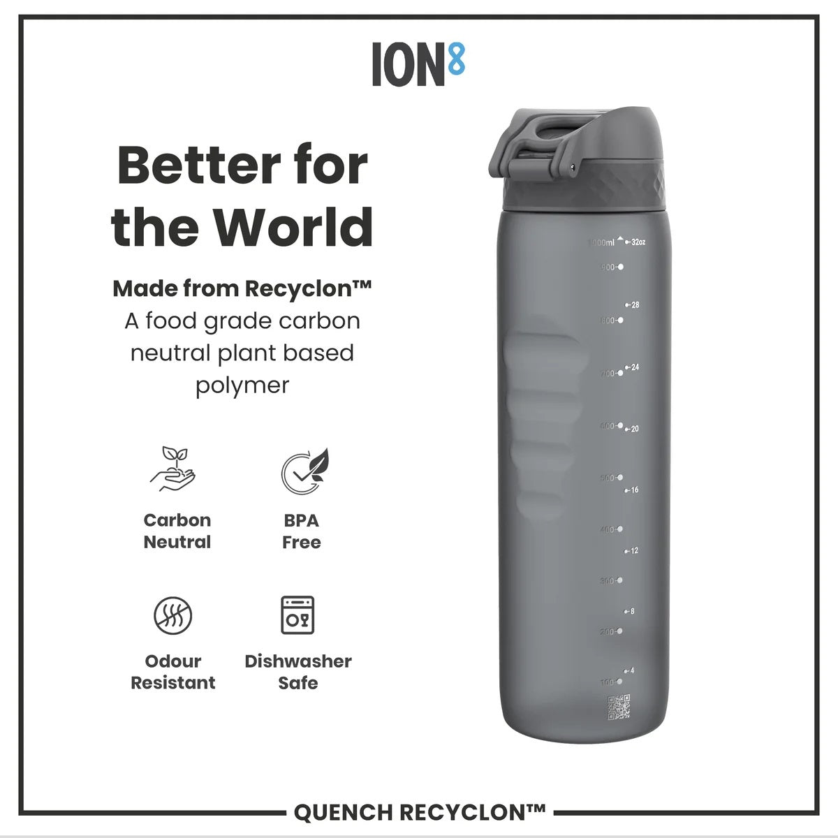 ION8 Quench 1L Waterbottle Grey