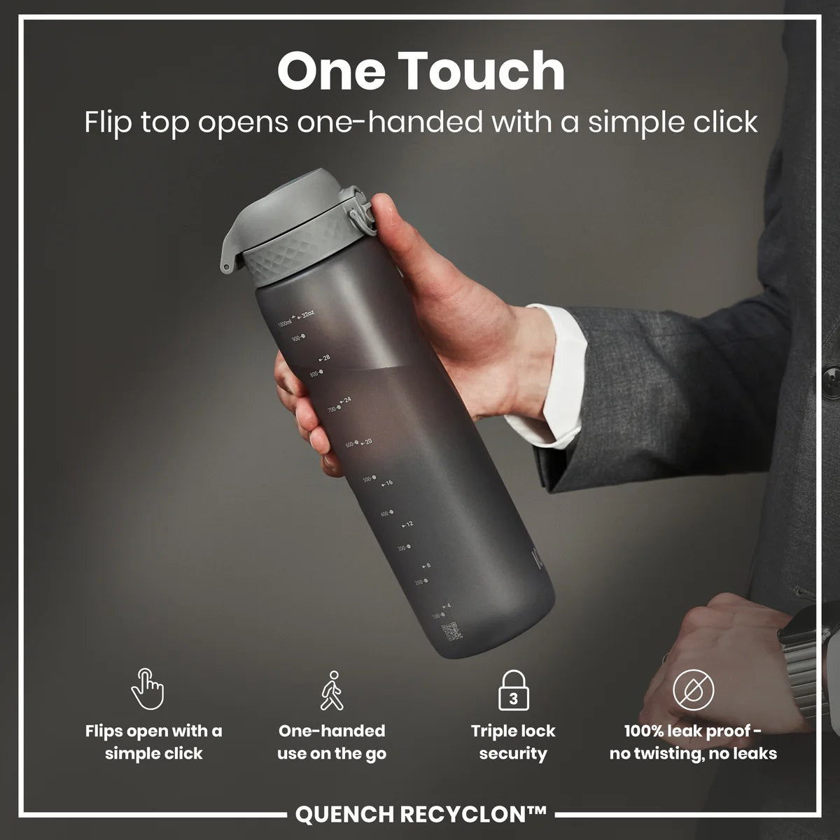 ION8 Quench 1L Waterbottle Grey