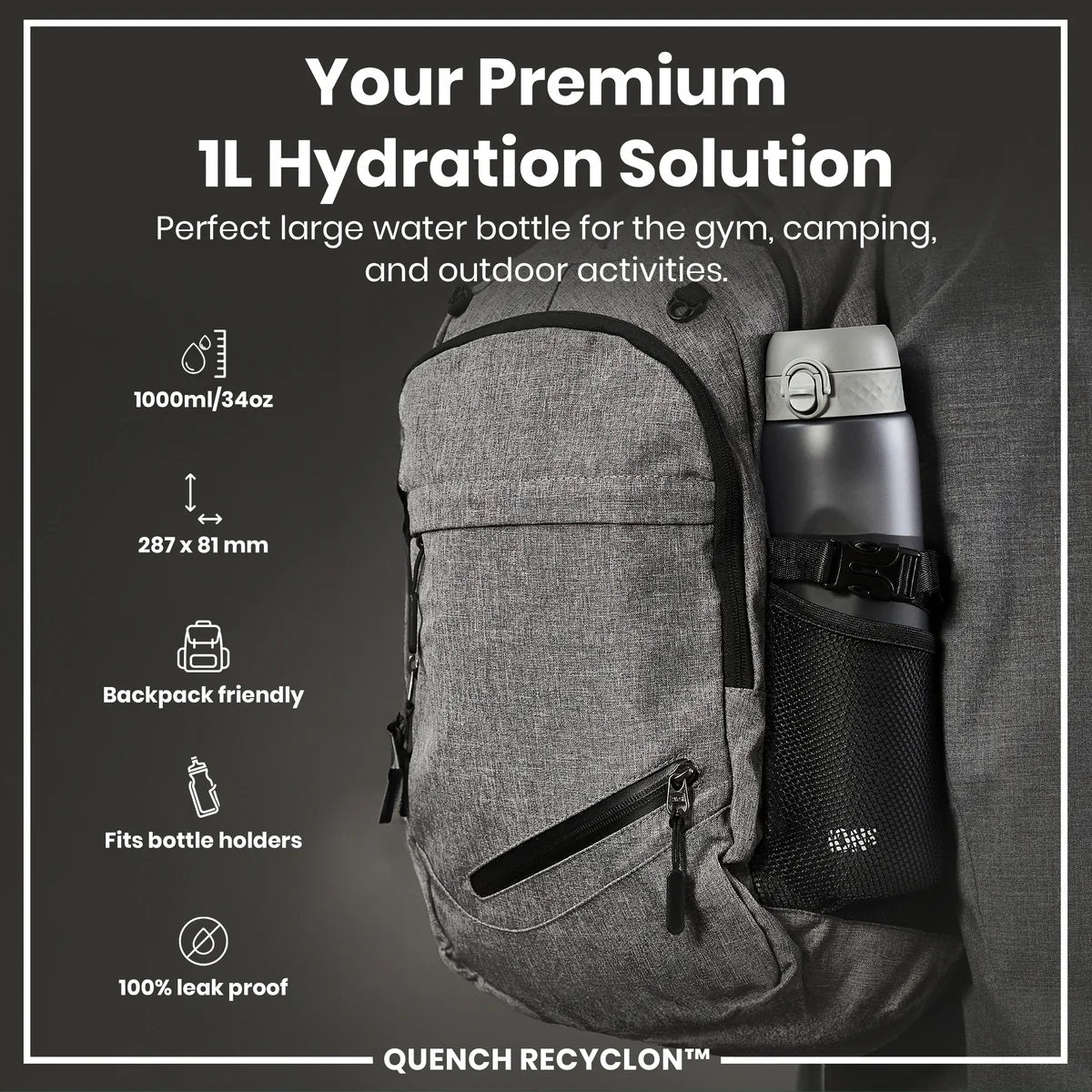 ION8 Quench 1L Waterbottle Grey