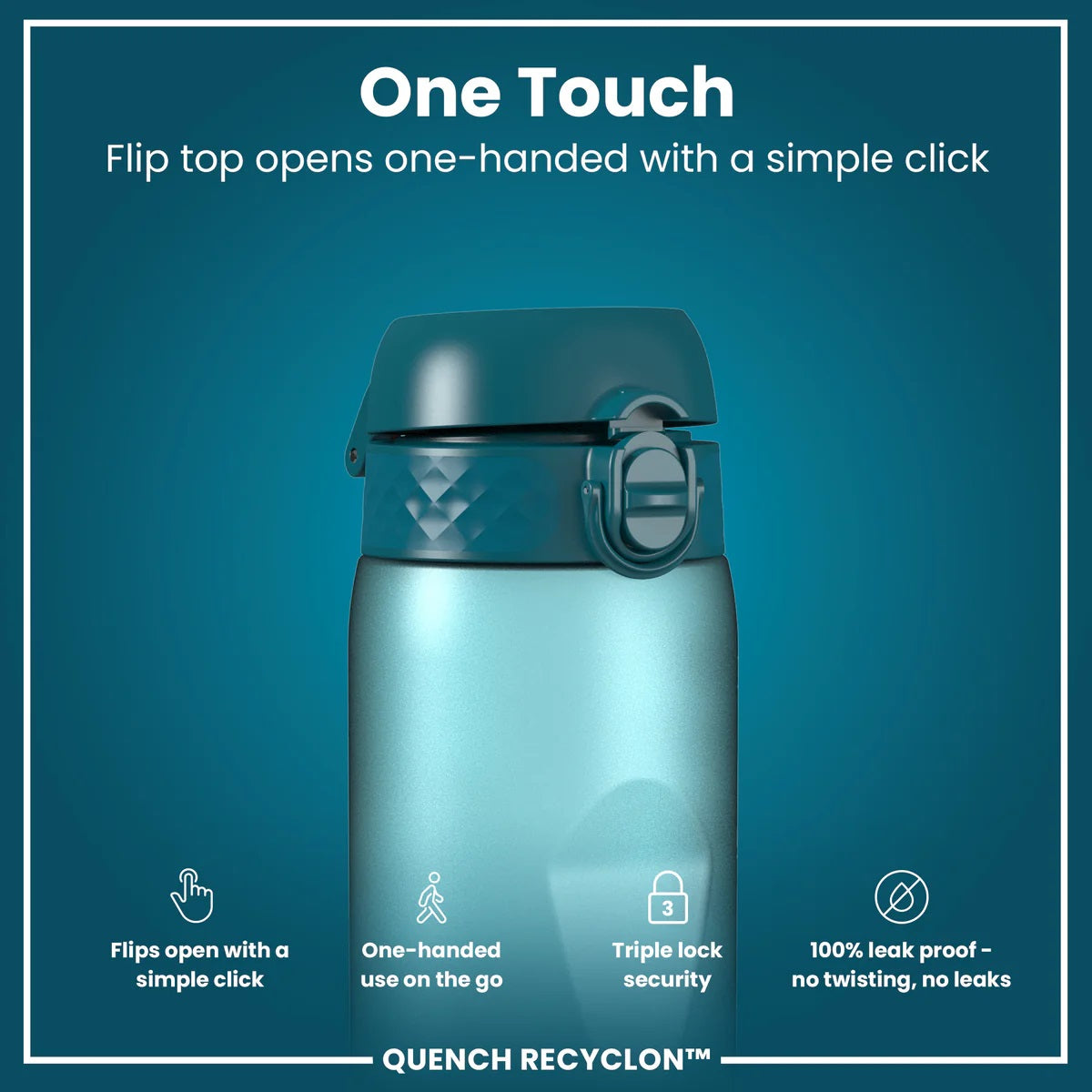 ION8 Quench 1L Waterbottle Sonic Teal Blue Motivator