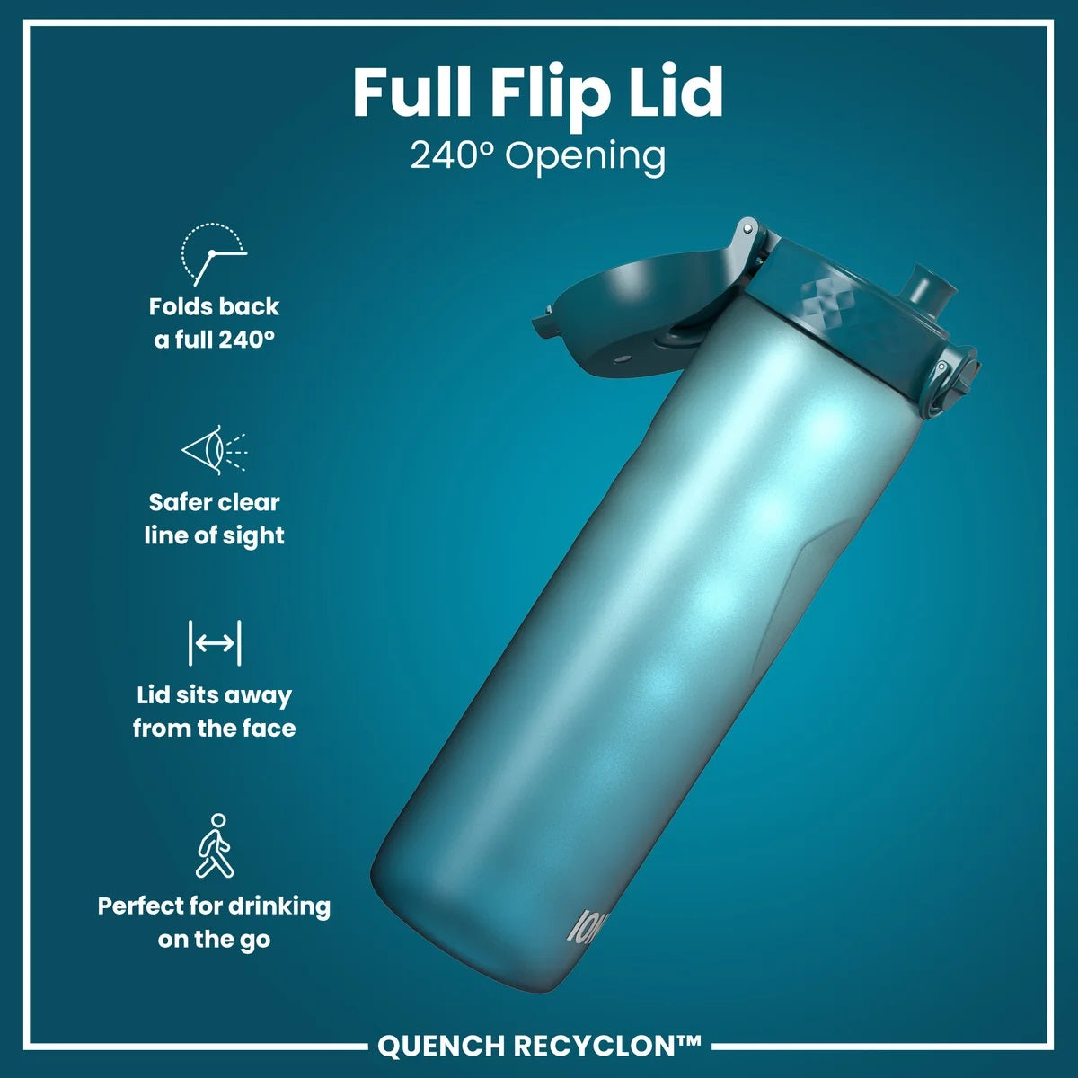 ION8 Quench 1L Waterbottle Sonic Teal Blue Motivator