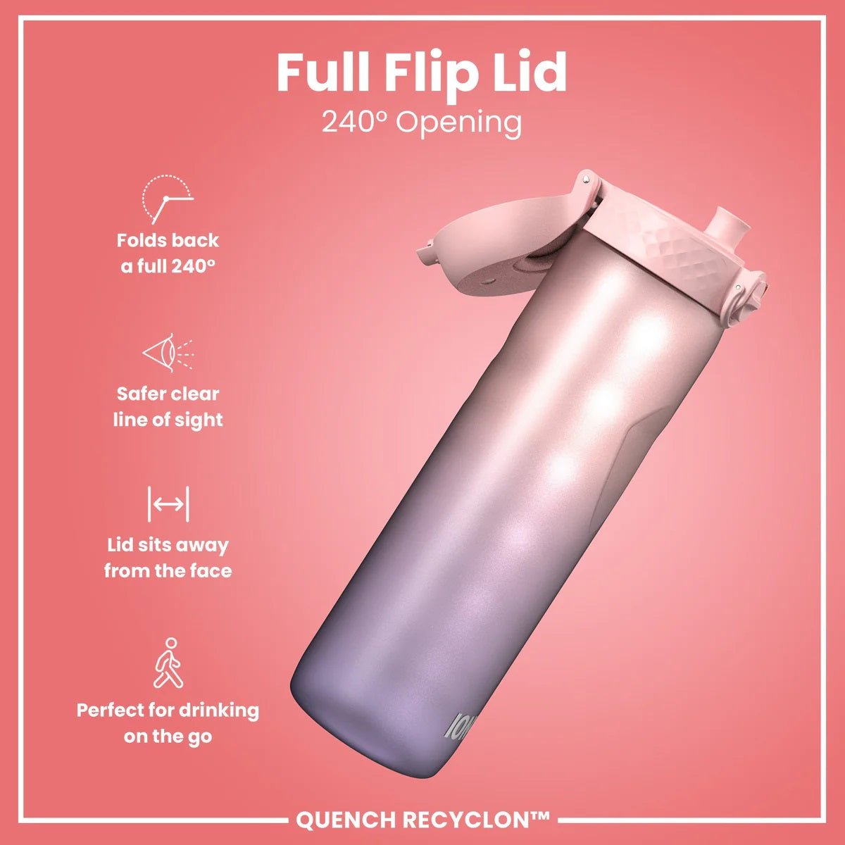 ION8 Quench 1L Waterbottle Sonic Purple Rose Motivator