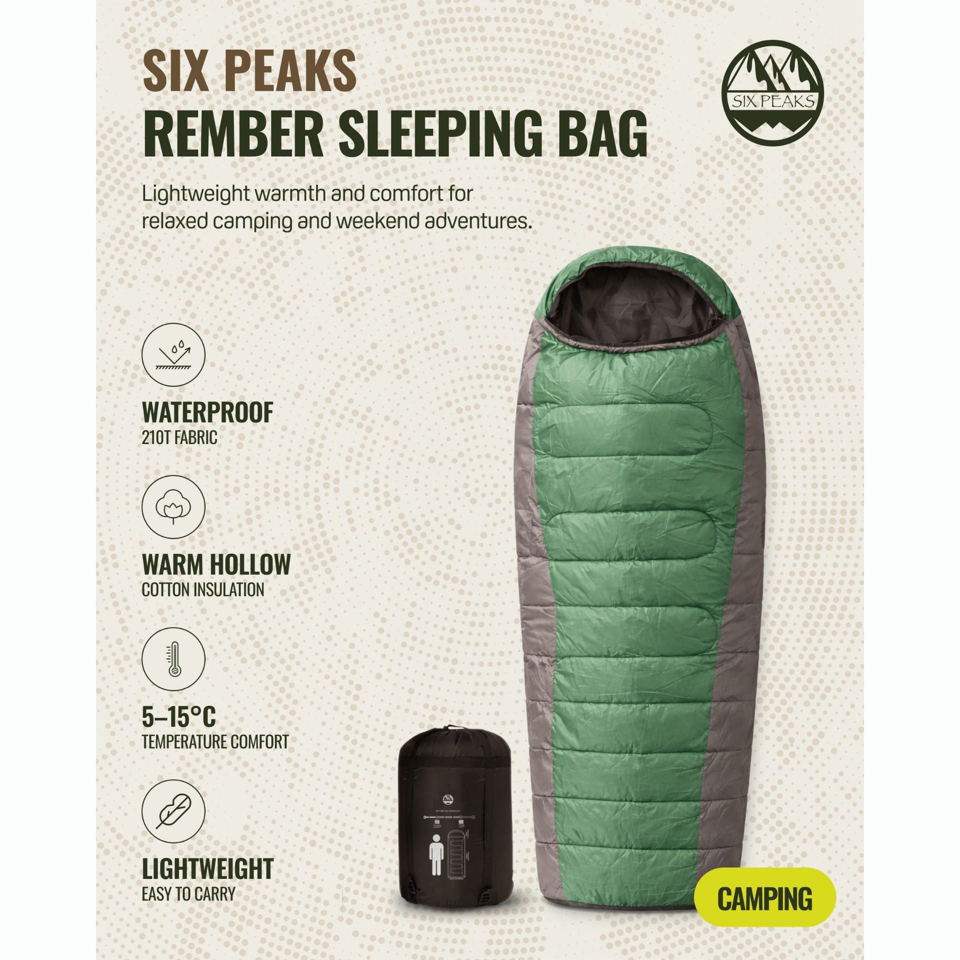 Six Peaks Ember Sleeping Bag Green