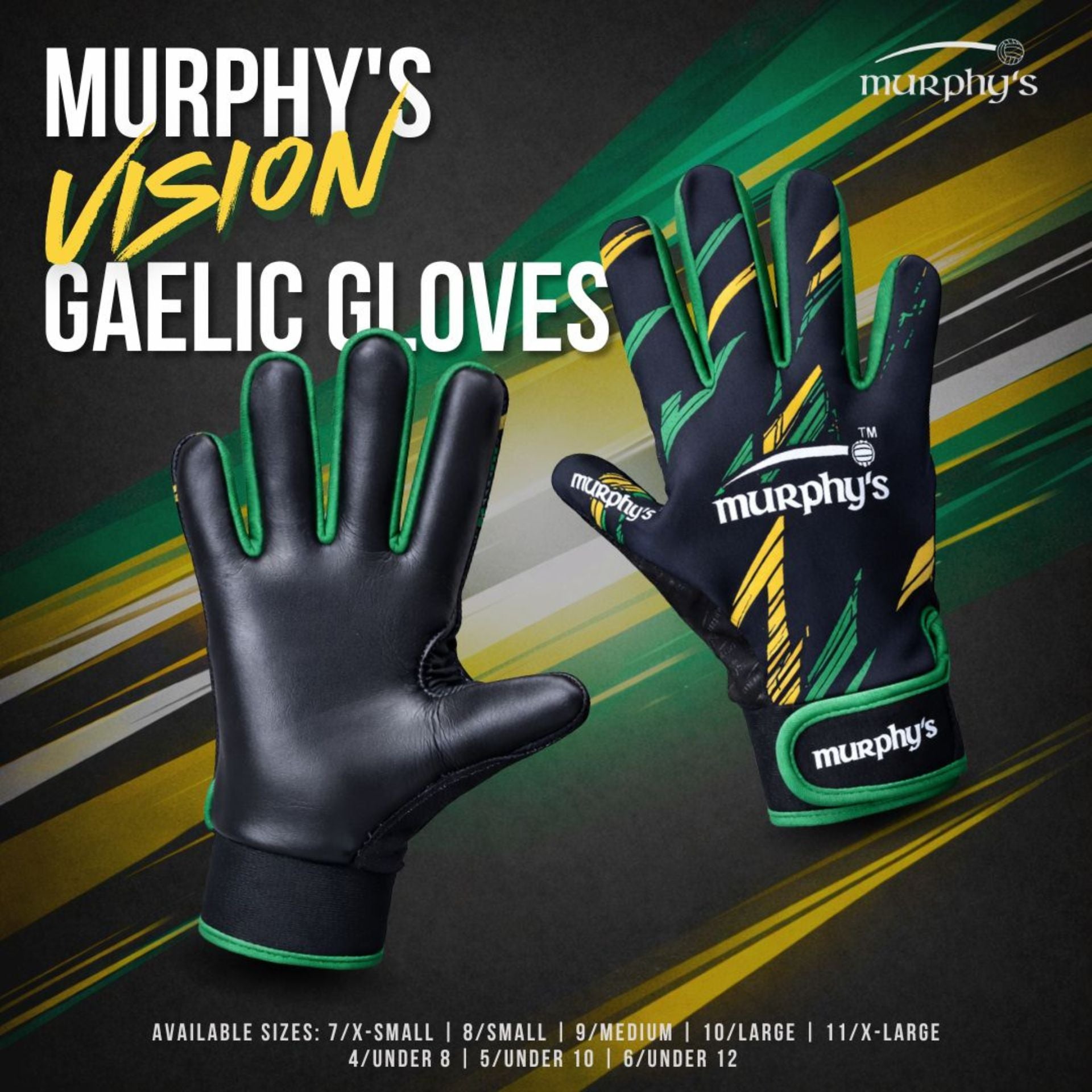 Murphy's Vision Gaelic Gloves Black Green Amber