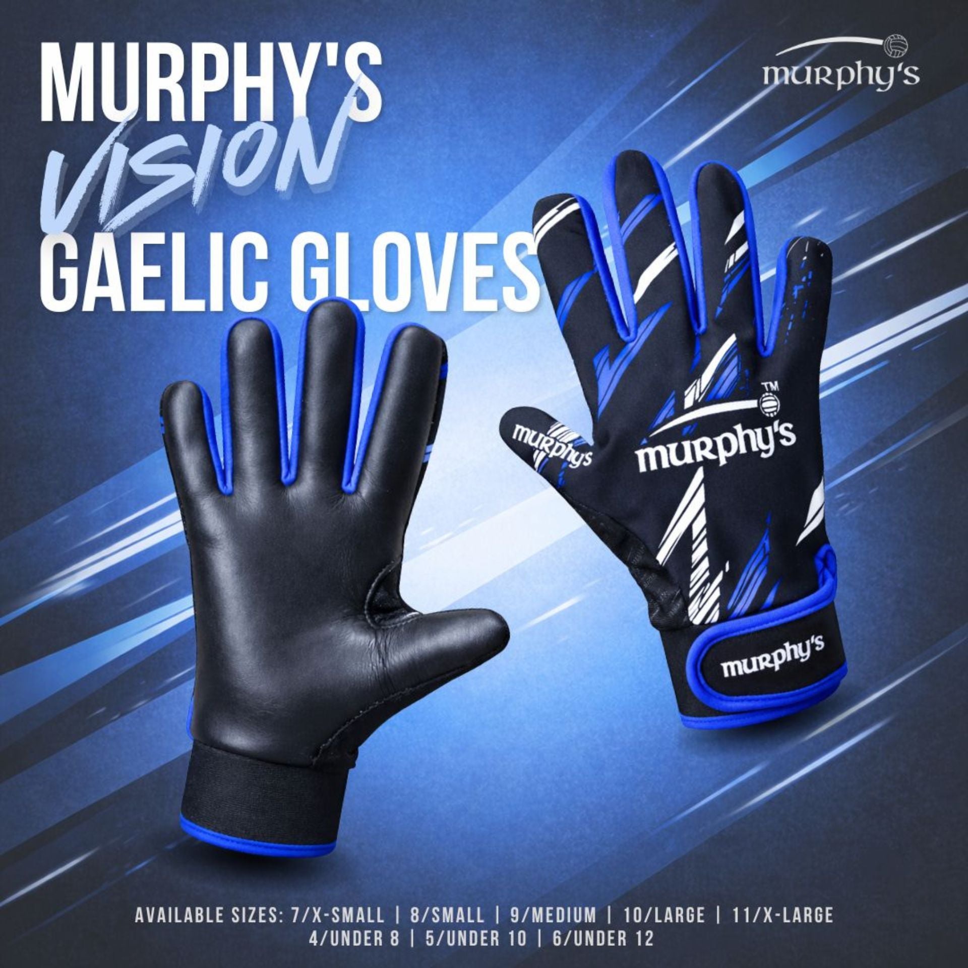 Murphy's Vision Gaelic Gloves Black Royal White