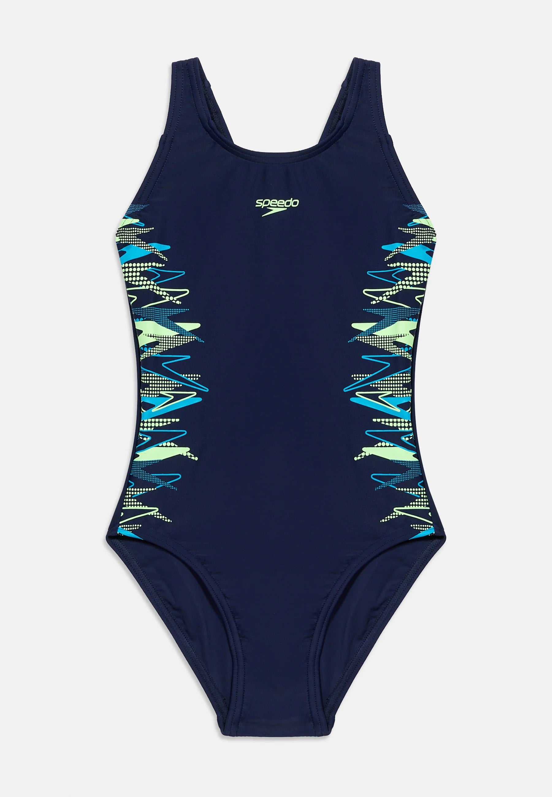 Speedo Girls Placement Muscleback Swimsuit Navy Green