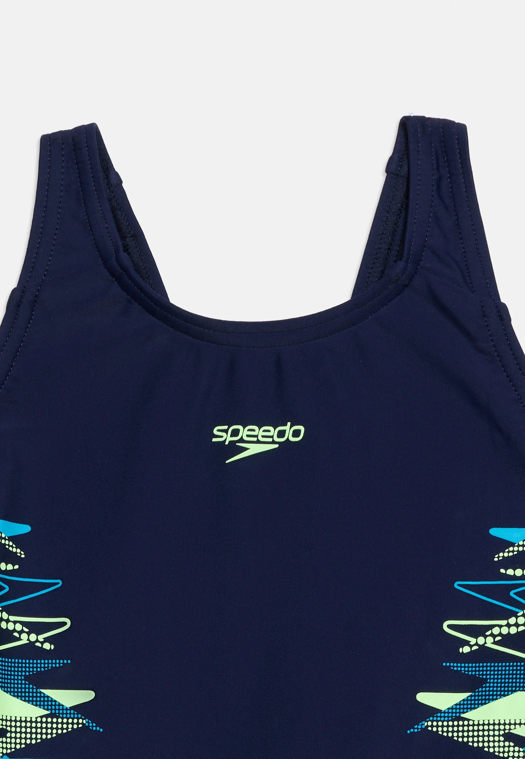 Speedo Girls Placement Muscleback Swimsuit Navy Green