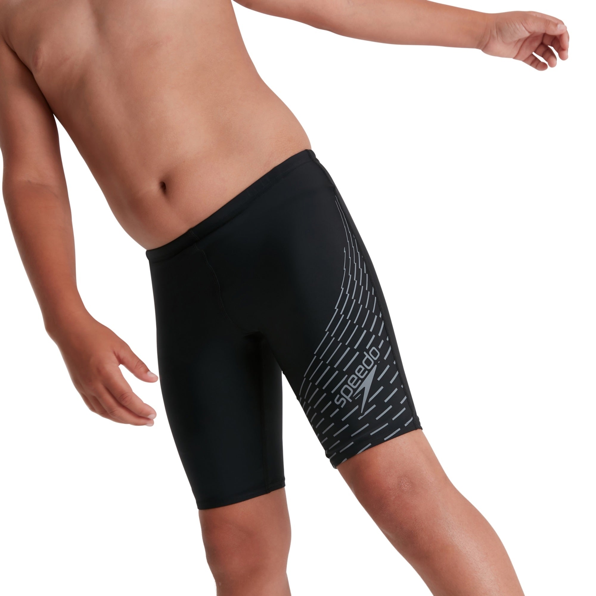 Speedo Kids Medley Logo Jammer Black Grey