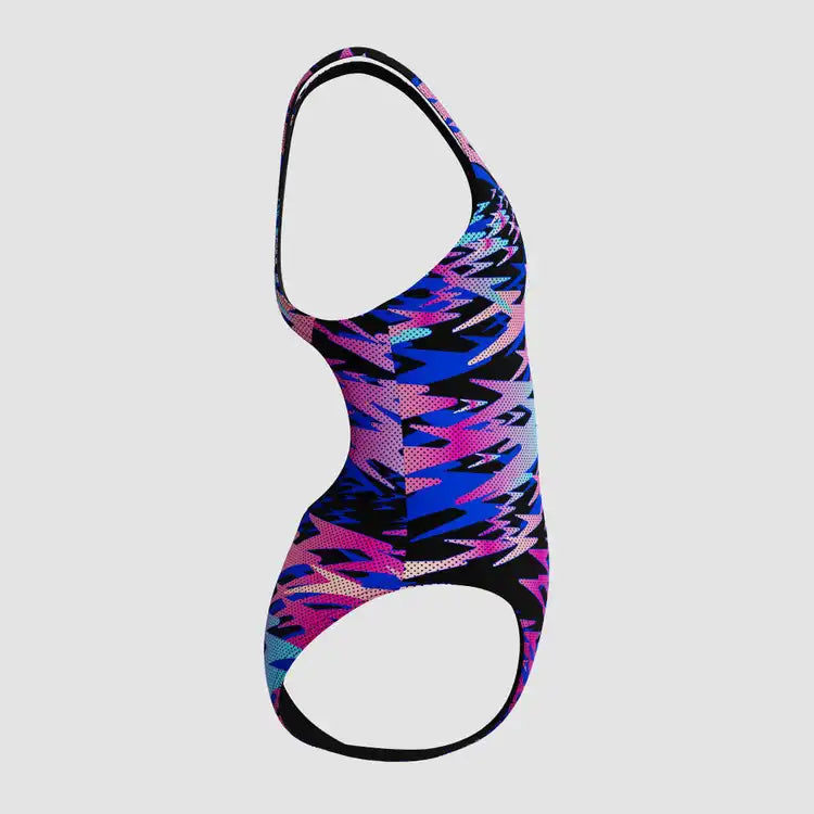 Speedo Girls Hyperboom Printed Medalist Swimsuit Black Multi