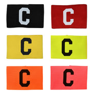 Set of six sports arm bands with letter 'C' in different colors on a white background