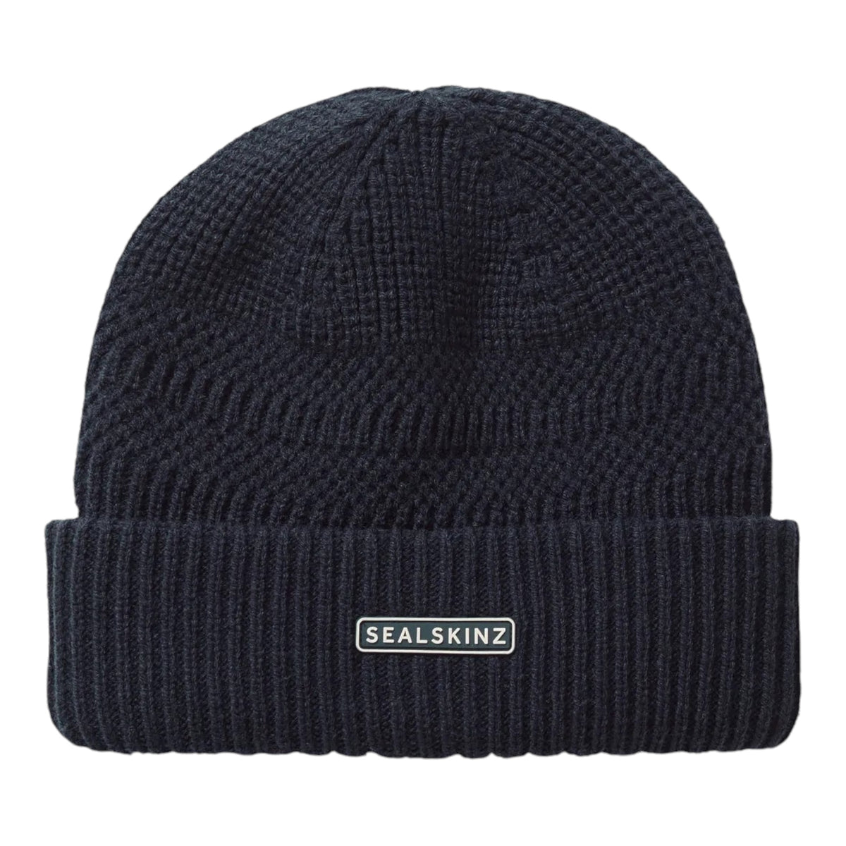 Sealskinz Gressenhall Waterproof Cold Weather Textured Stripe Roll Cuff Beanie Navy