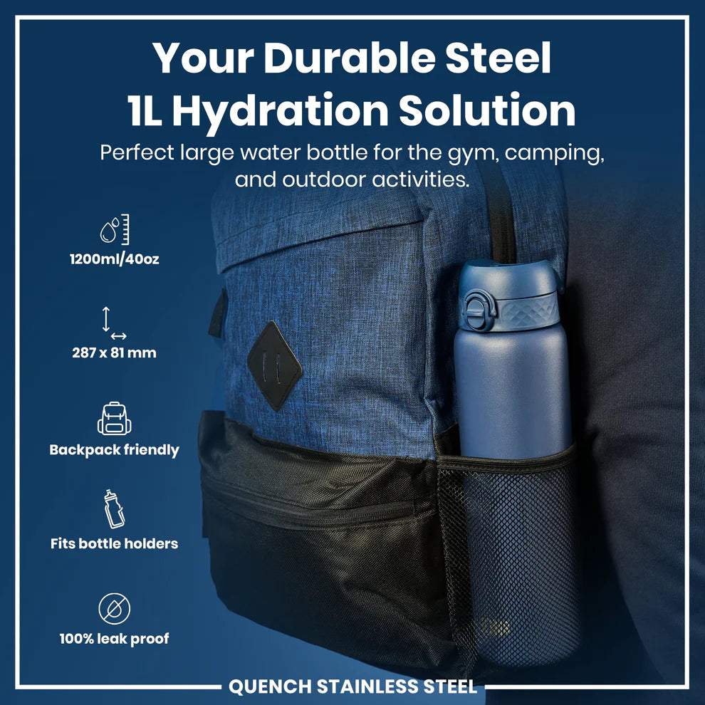 ION8 Quench 1L Stainless Steel Waterbottle Ash Navy