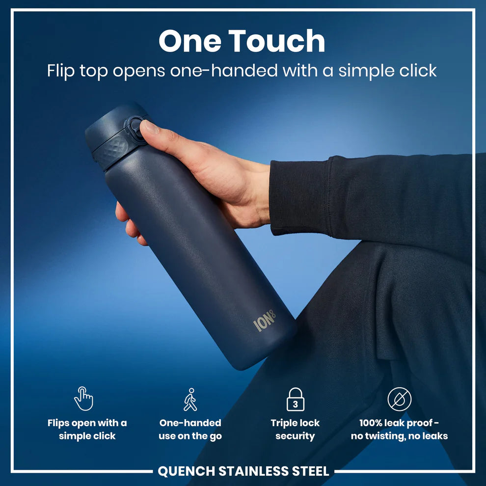ION8 Quench 1L Stainless Steel Waterbottle Ash Navy