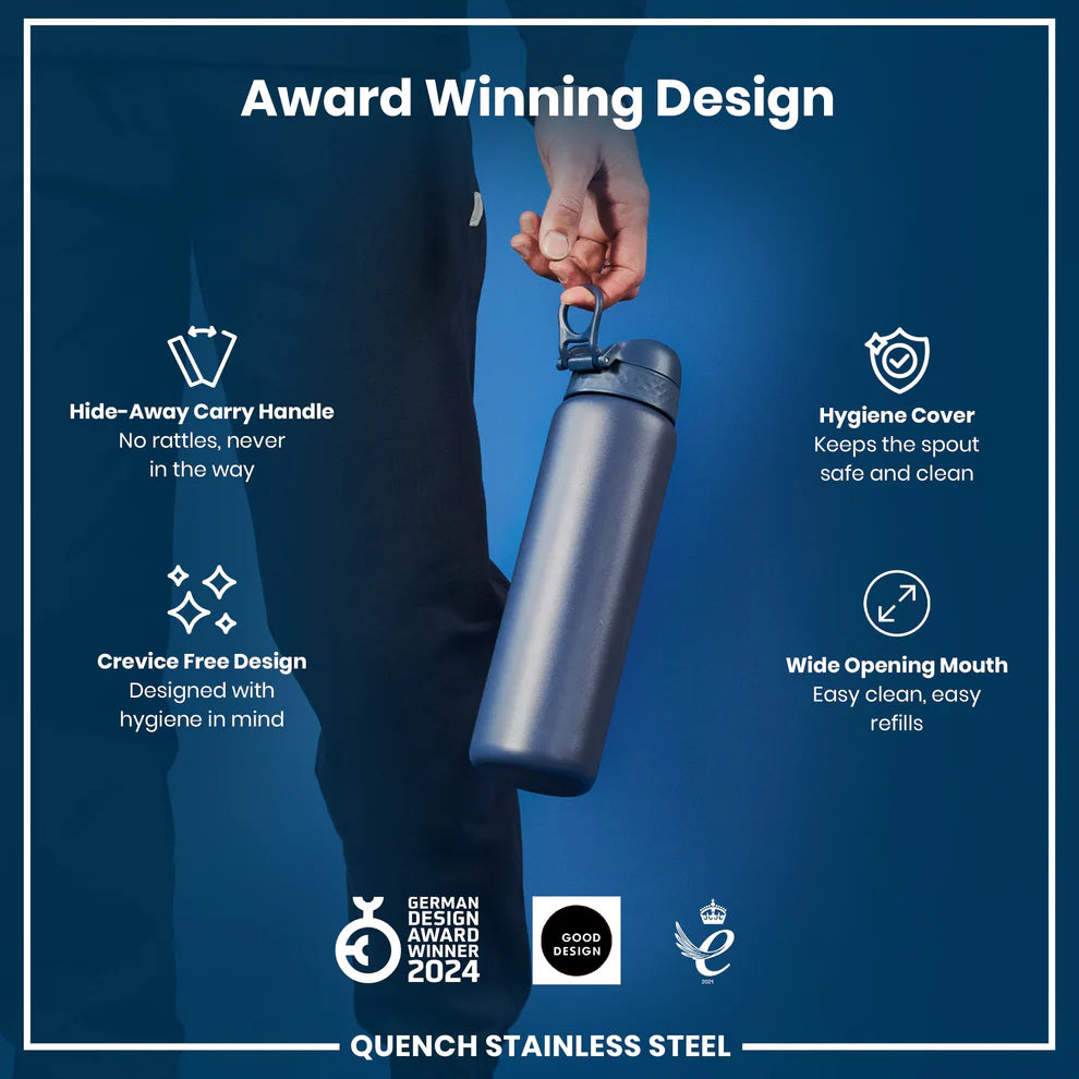 ION8 Quench 1L Stainless Steel Waterbottle Ash Navy