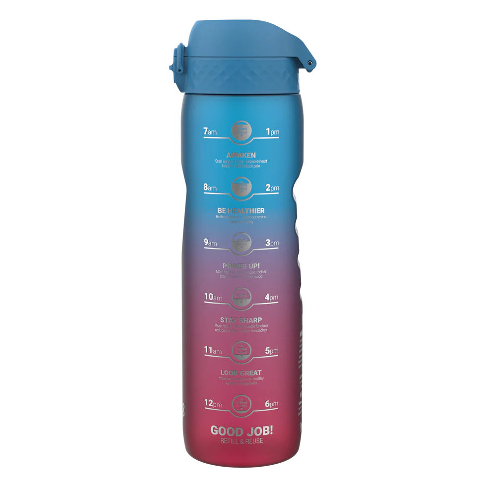 ION8 Quench 1L Waterbottle Blue Pink Motivator