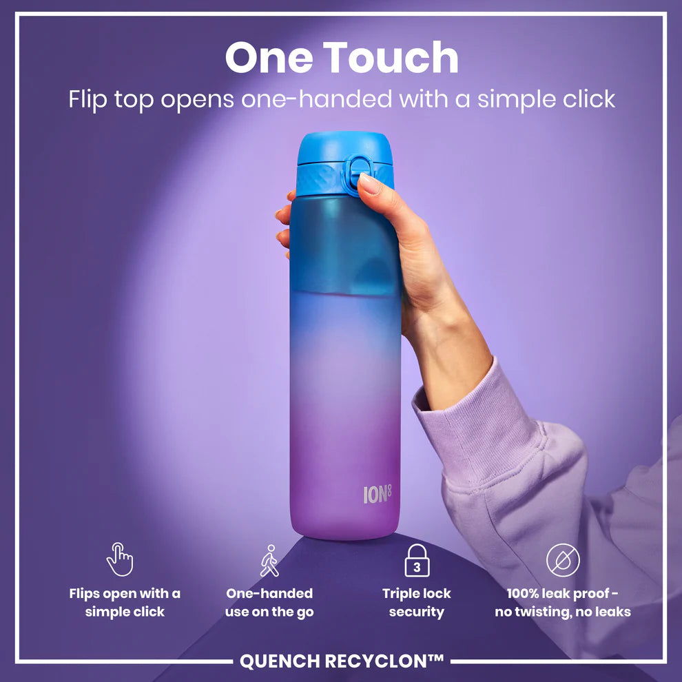 ION8 Quench 1L Waterbottle Blue Pink Motivator