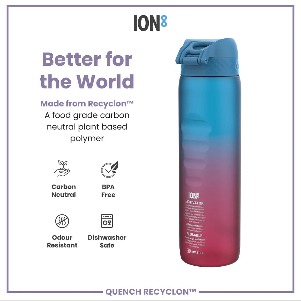 ION8 Quench 1L Waterbottle Blue Pink Motivator