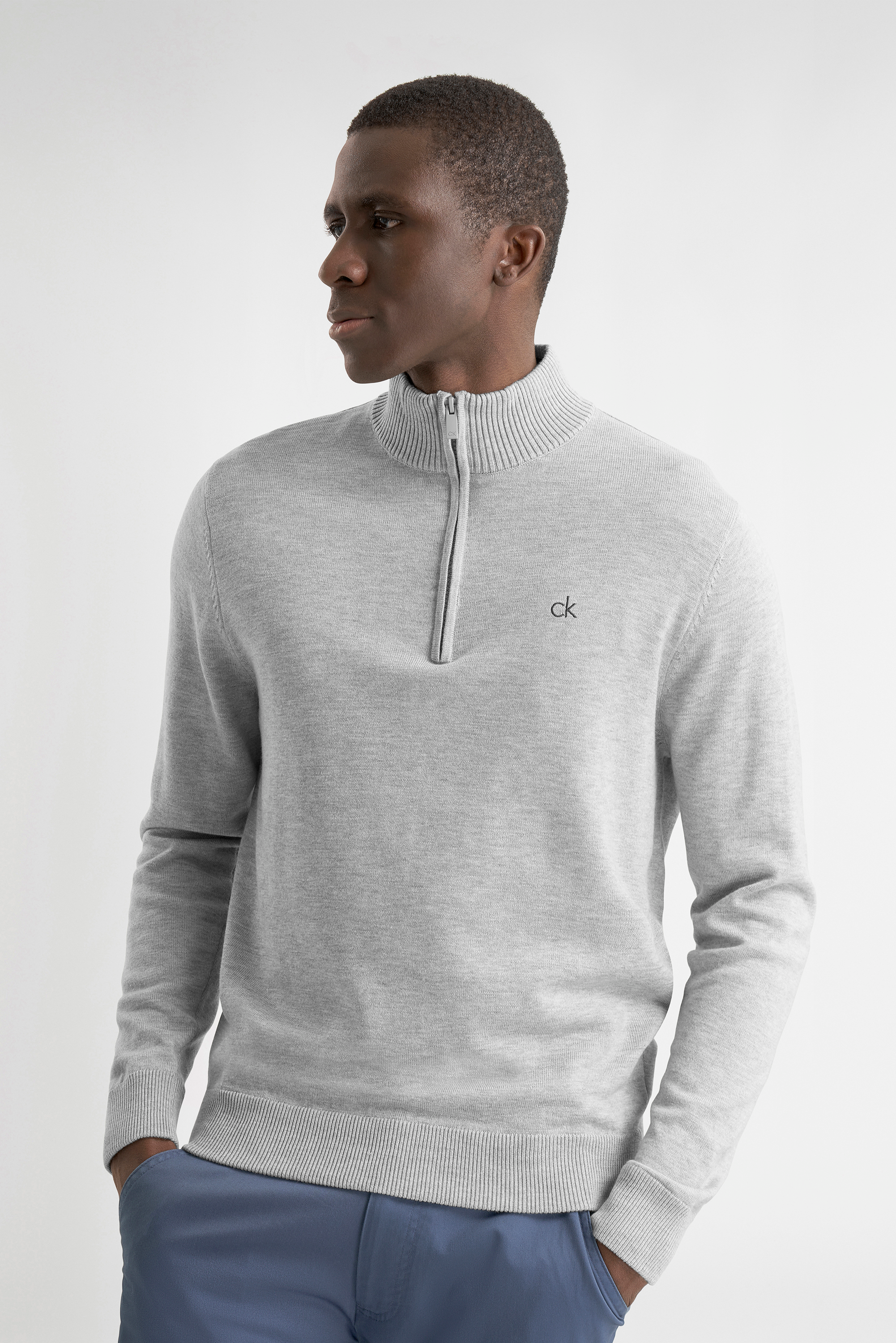 Calvin Klein Avenue Half Zip Sweater Grey