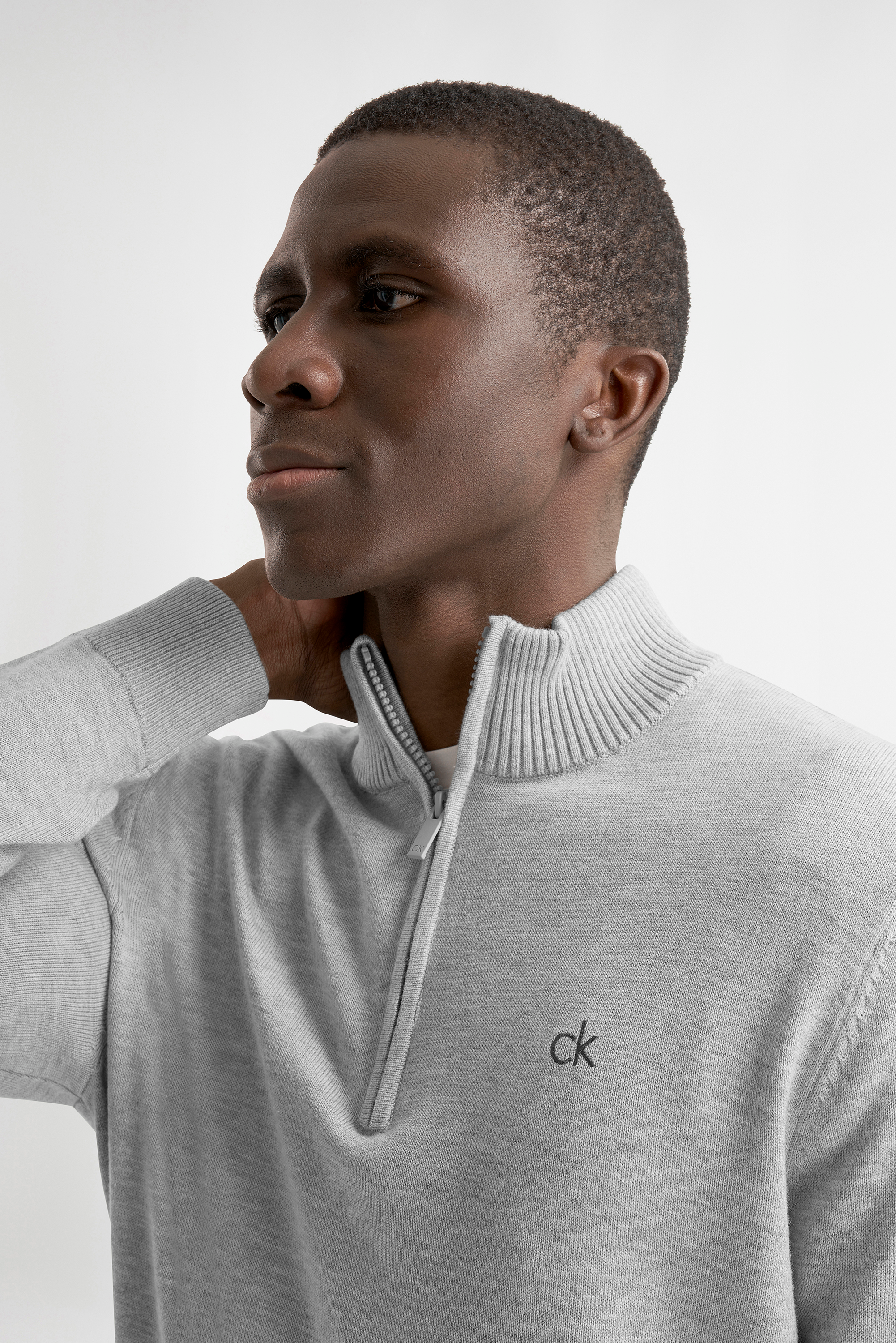 Calvin Klein Avenue Half Zip Sweater Grey