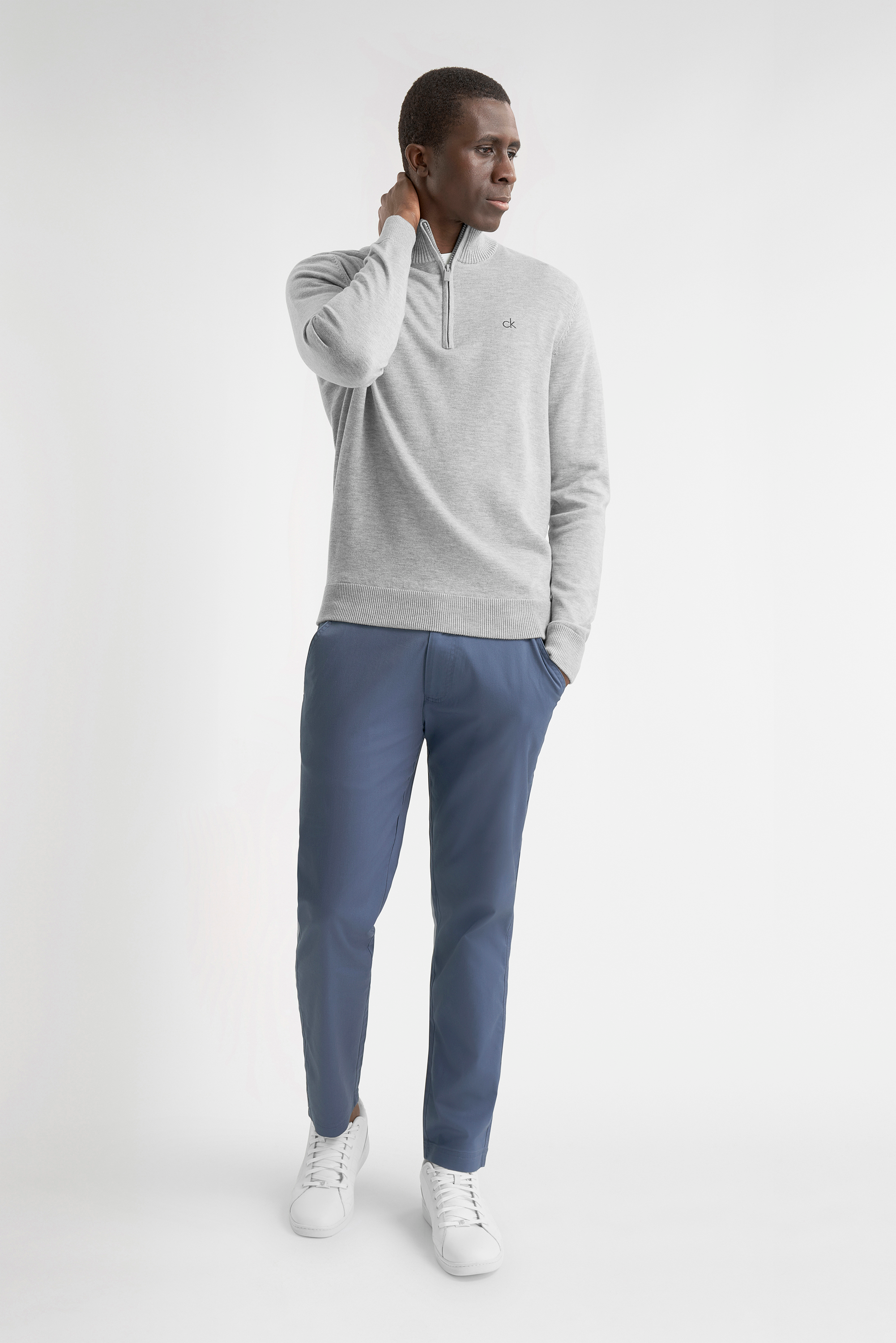 Calvin Klein Avenue Half Zip Sweater Grey