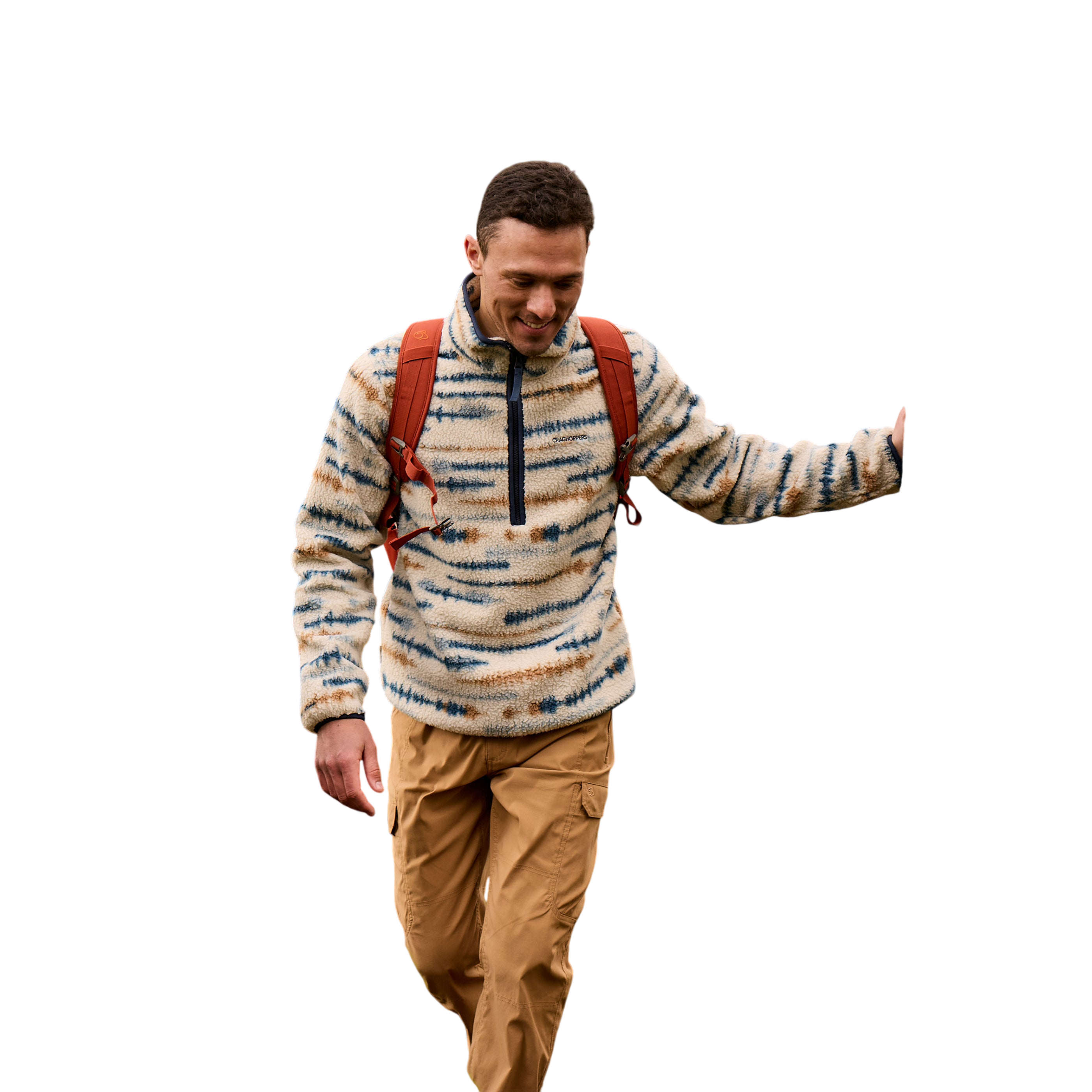 Craghoppers Men's Rawthey Half Zip Fleece | Ecru Print