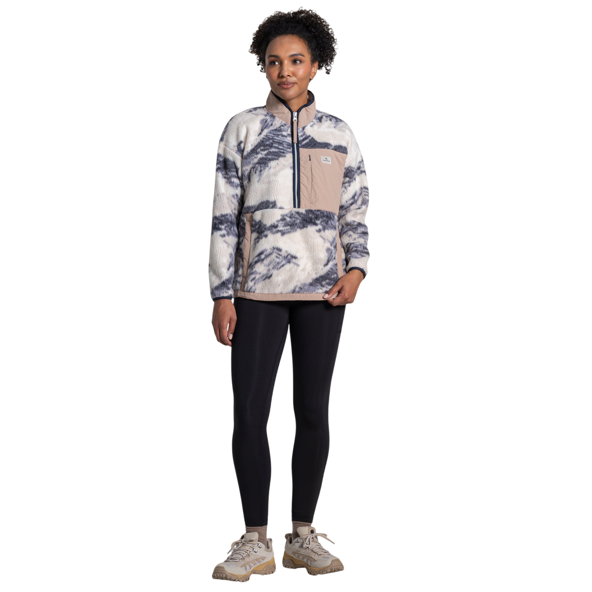 Craghoppers Women's Grange Half Zip Fleece | Ecru Print