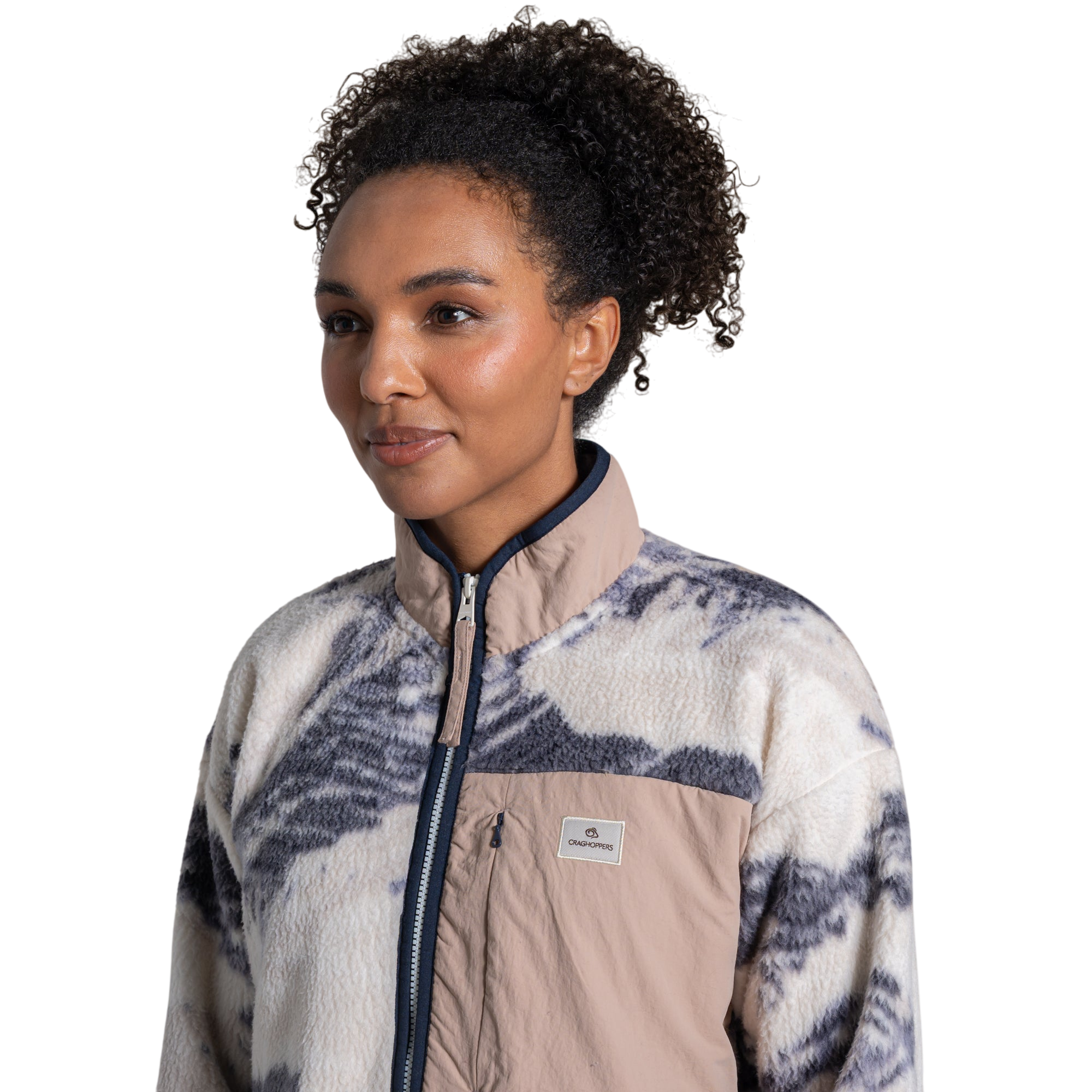 Craghoppers Women's Grange Half Zip Fleece | Ecru Print