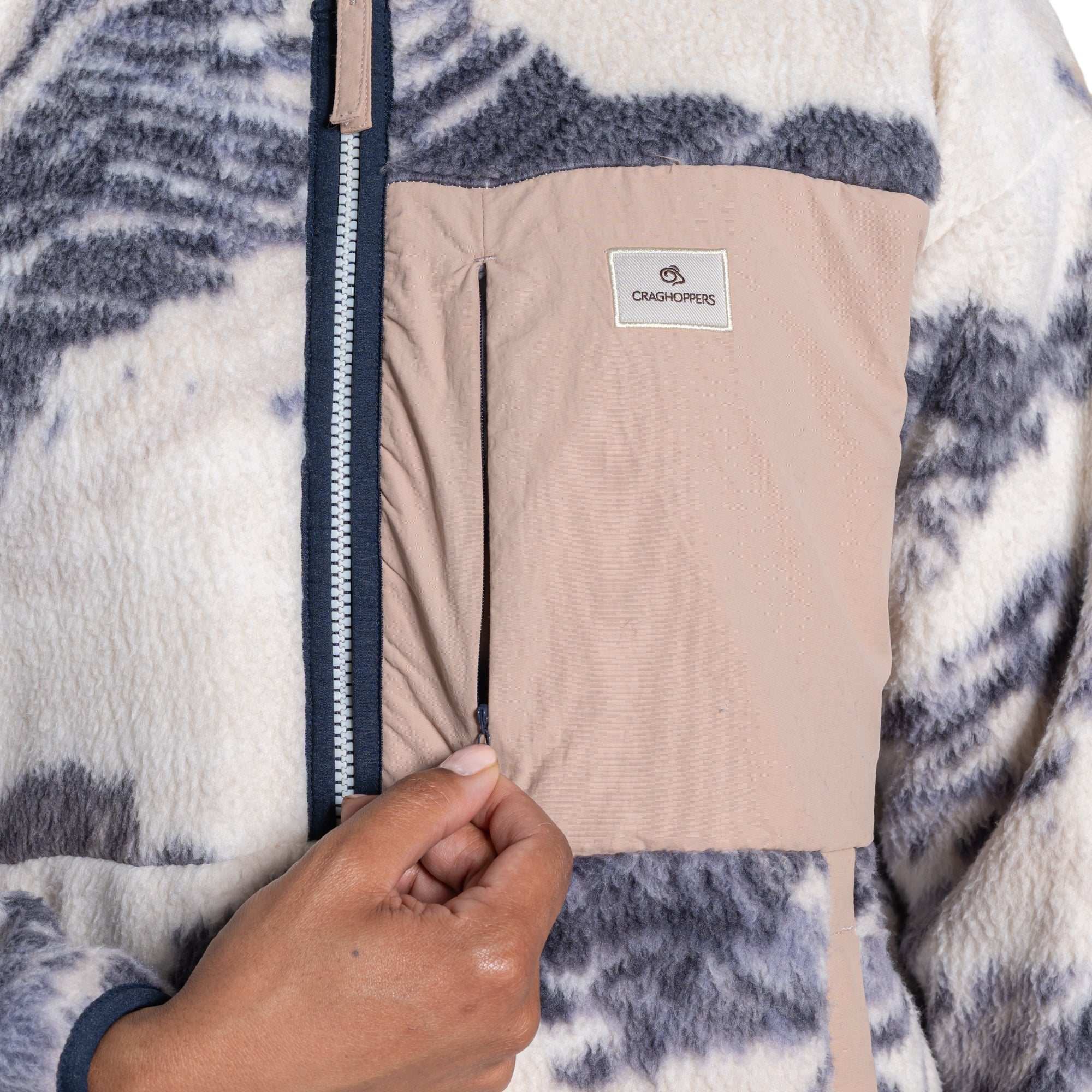 Craghoppers Women's Grange Half Zip Fleece | Ecru Print